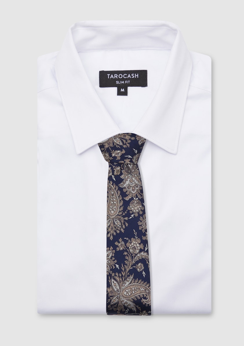 Navy Thiago Floral Silk Tie