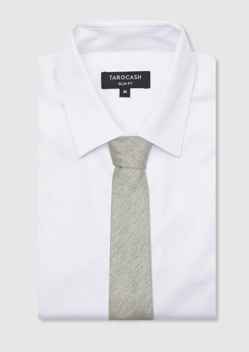 Sage Alban Textured Linen Tie