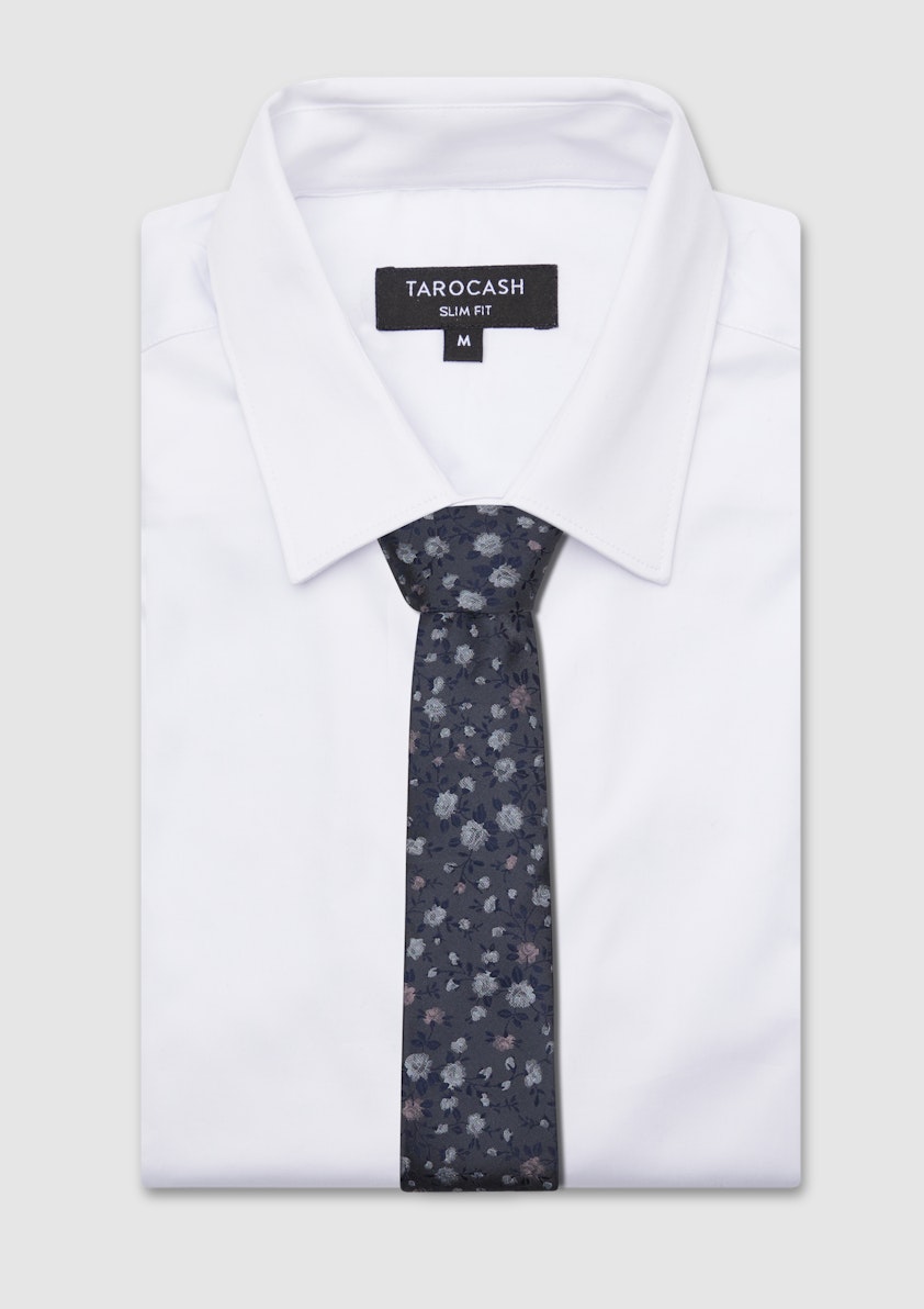 Mid Blue Dainton Floral Tie