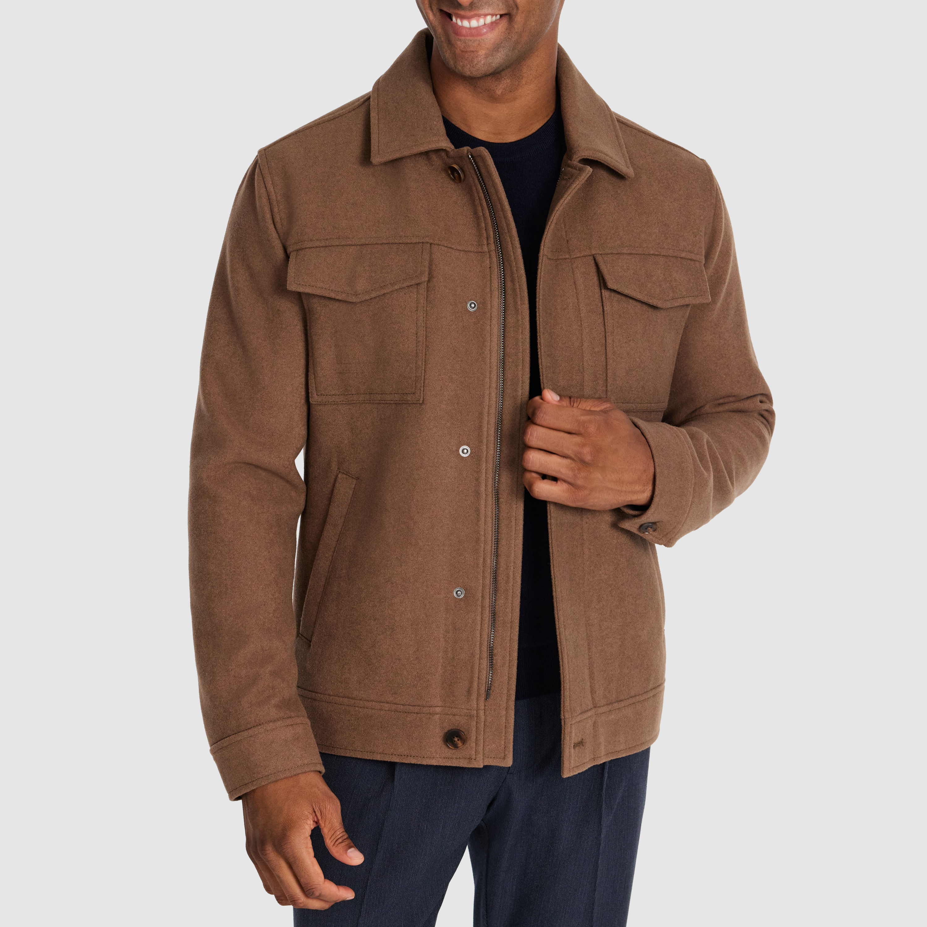 Camel Lleyton Wool Zip Jacket