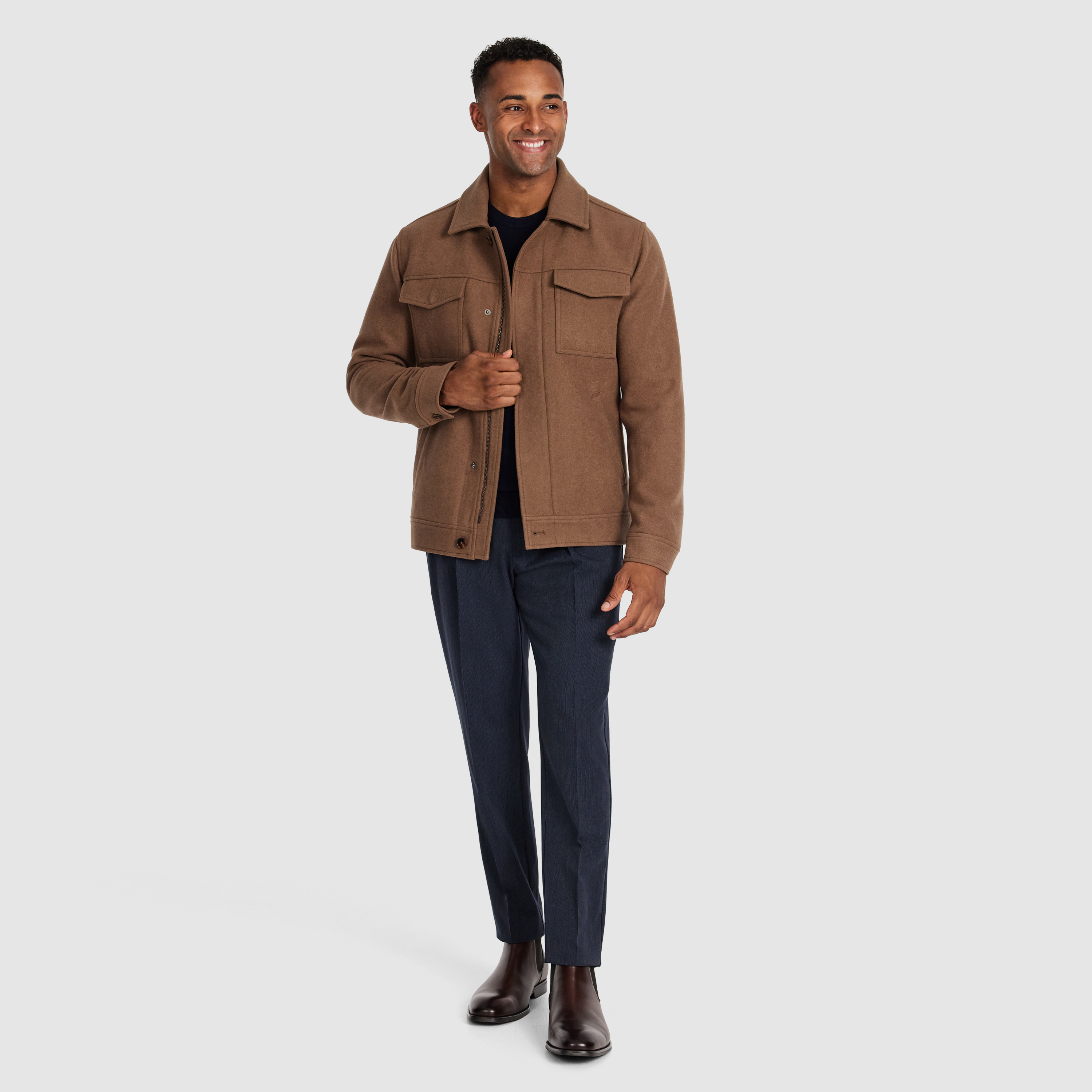 Camel Lleyton Wool Zip Jacket