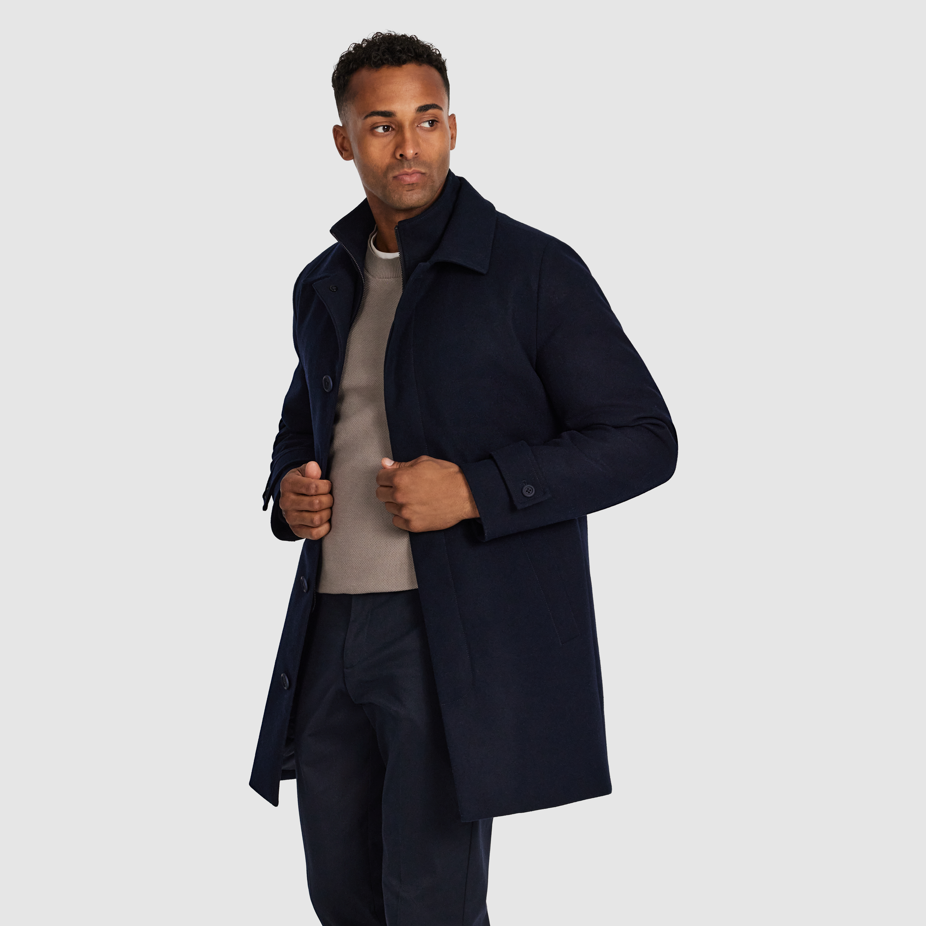 Navy Beckett Wool Coat