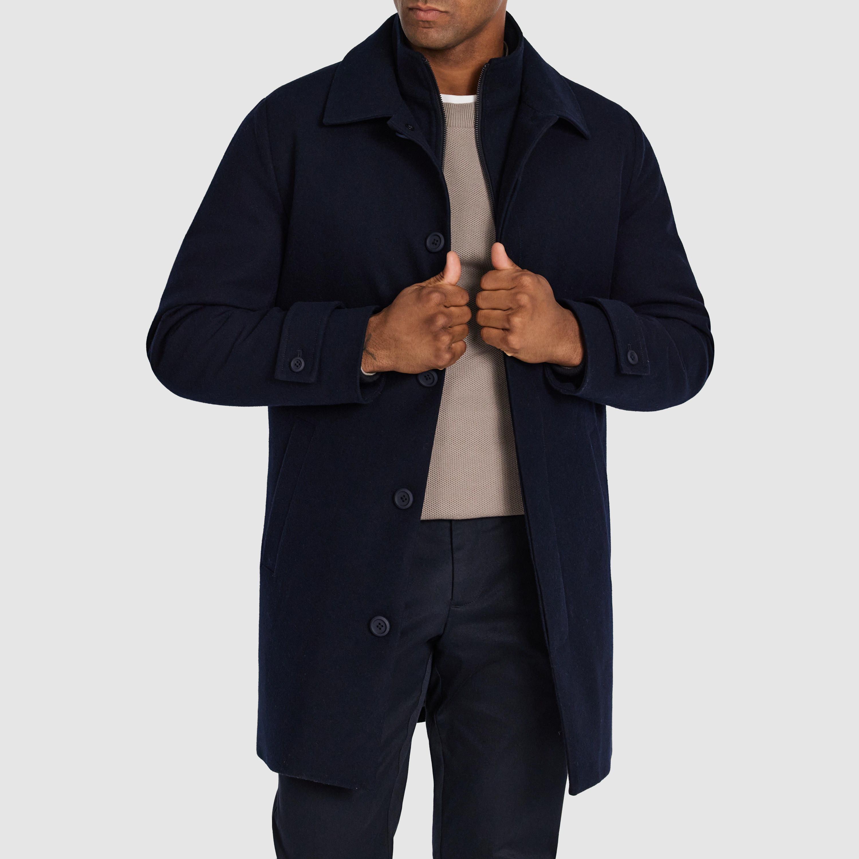 Navy Beckett Wool Coat