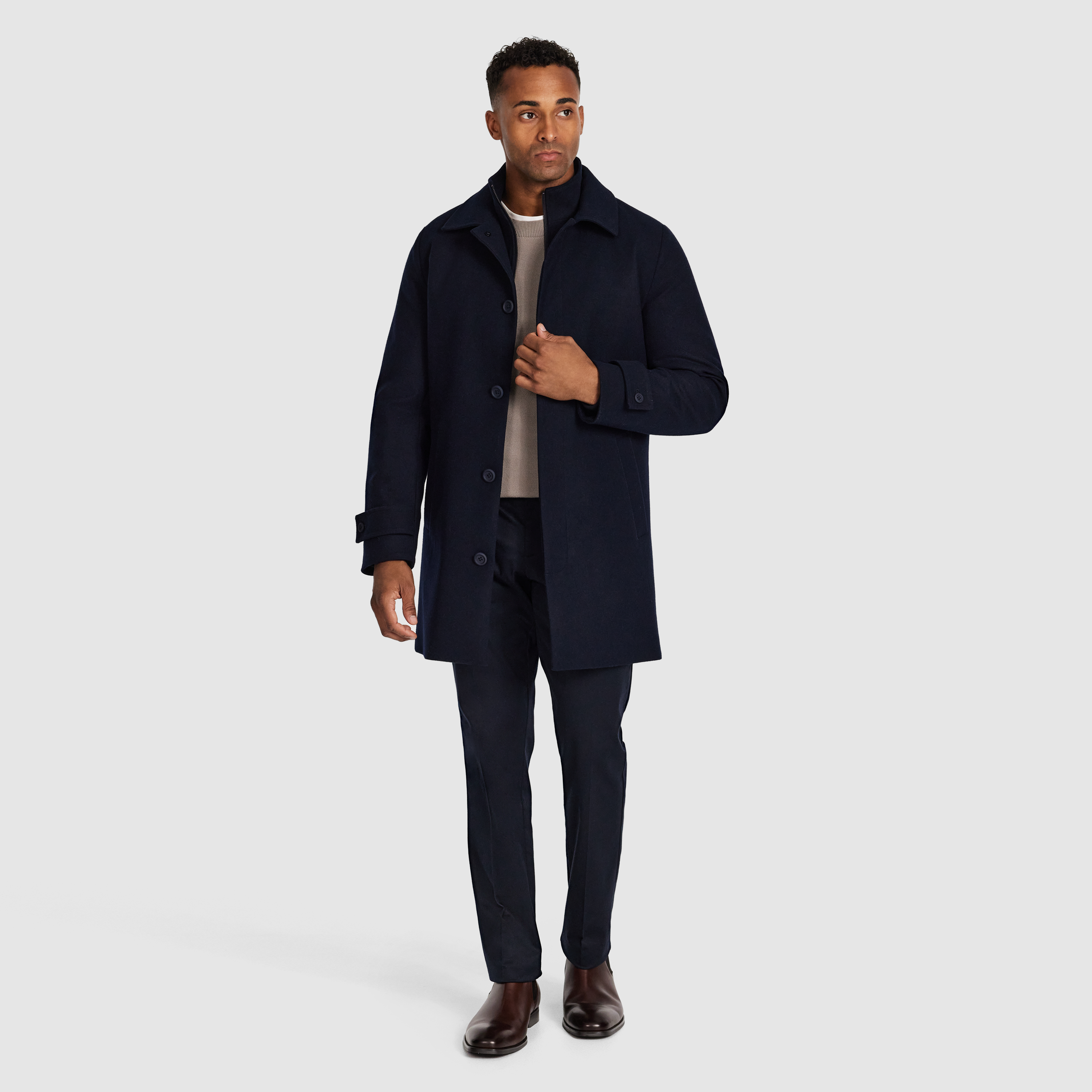 Navy Beckett Wool Coat