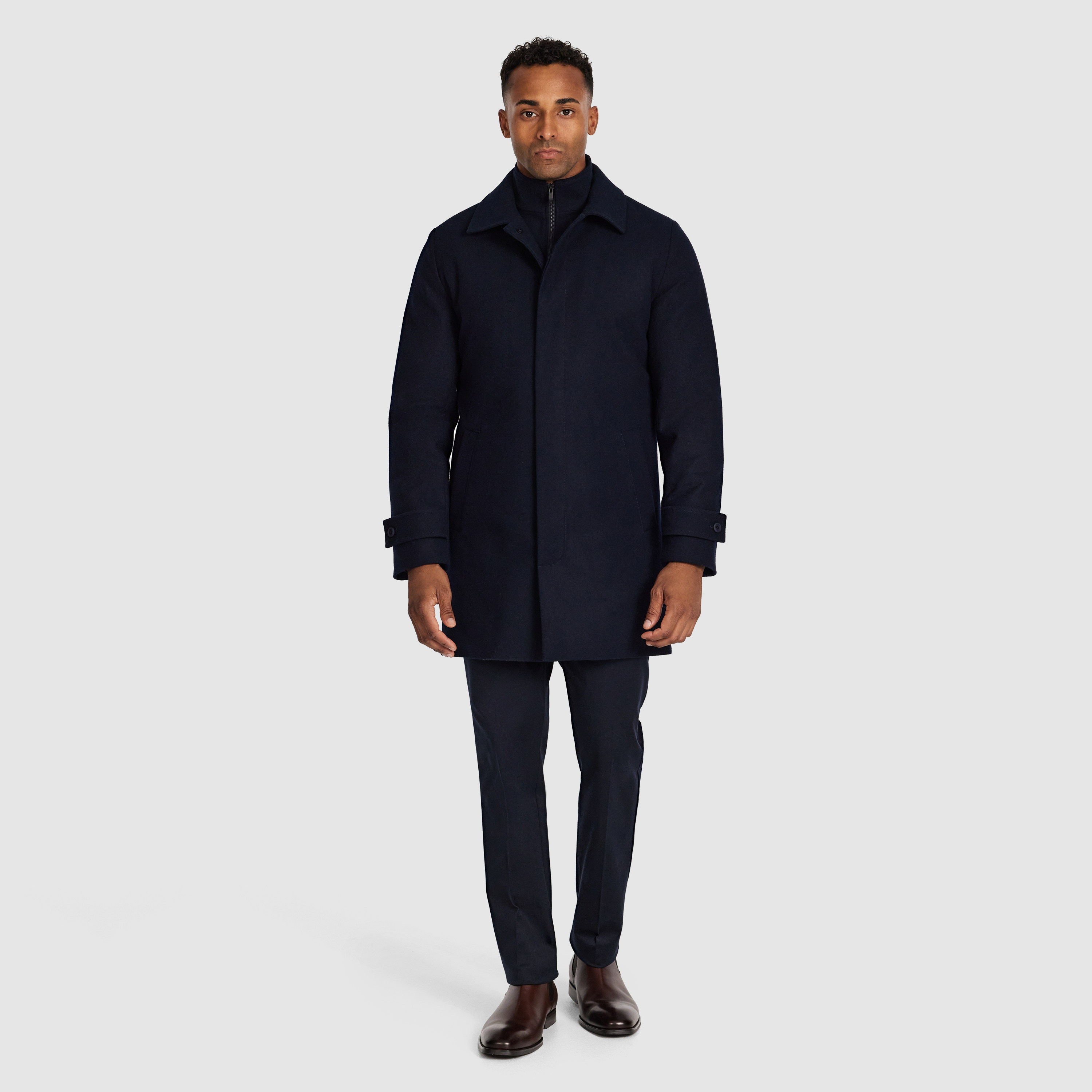 Navy Beckett Wool Coat
