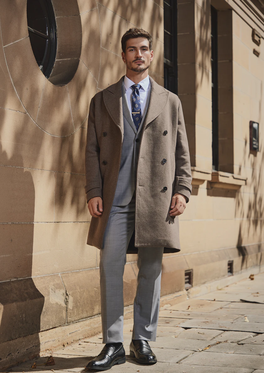 Coffee Garrison Wool Double Breasted Coat
