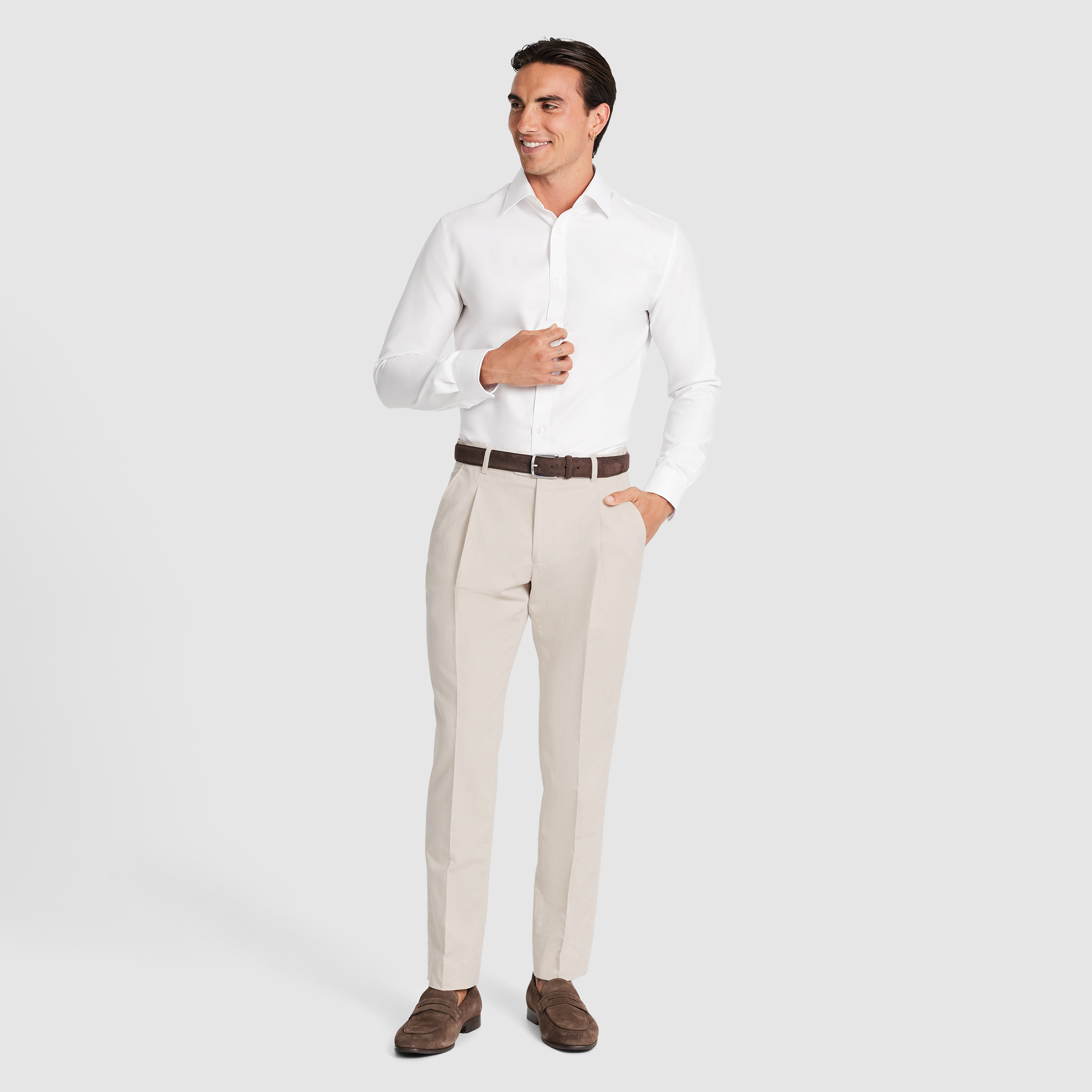 Natural Jaeden Tapered Pleat Pant