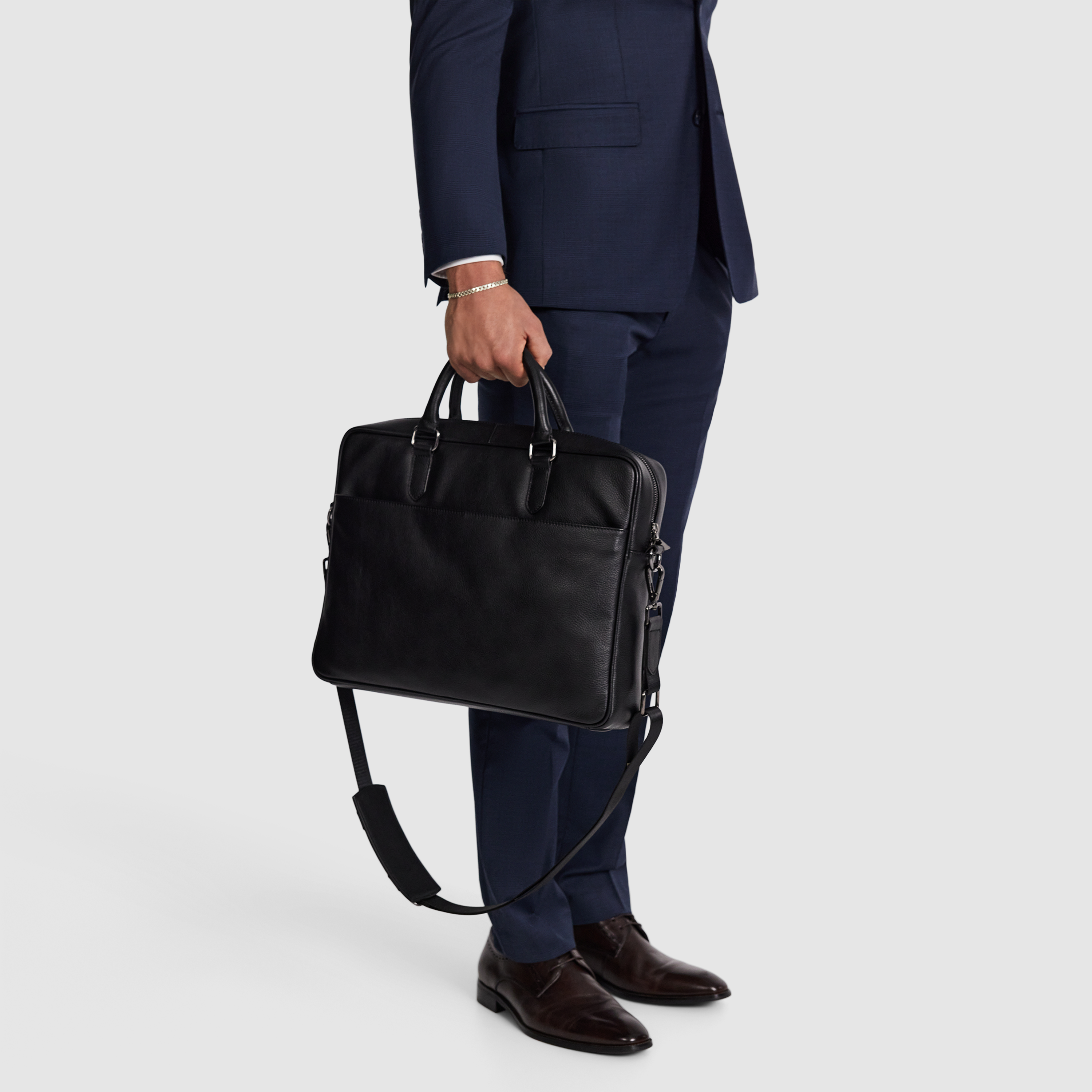 Navy Ty Slim Check Wool Pant