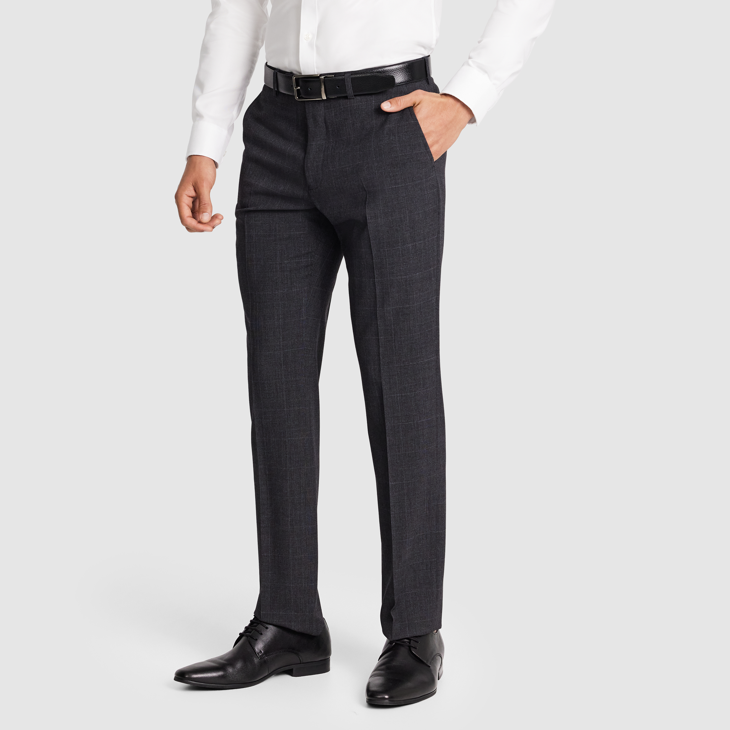 Charcoal Lev Slim Check Pant