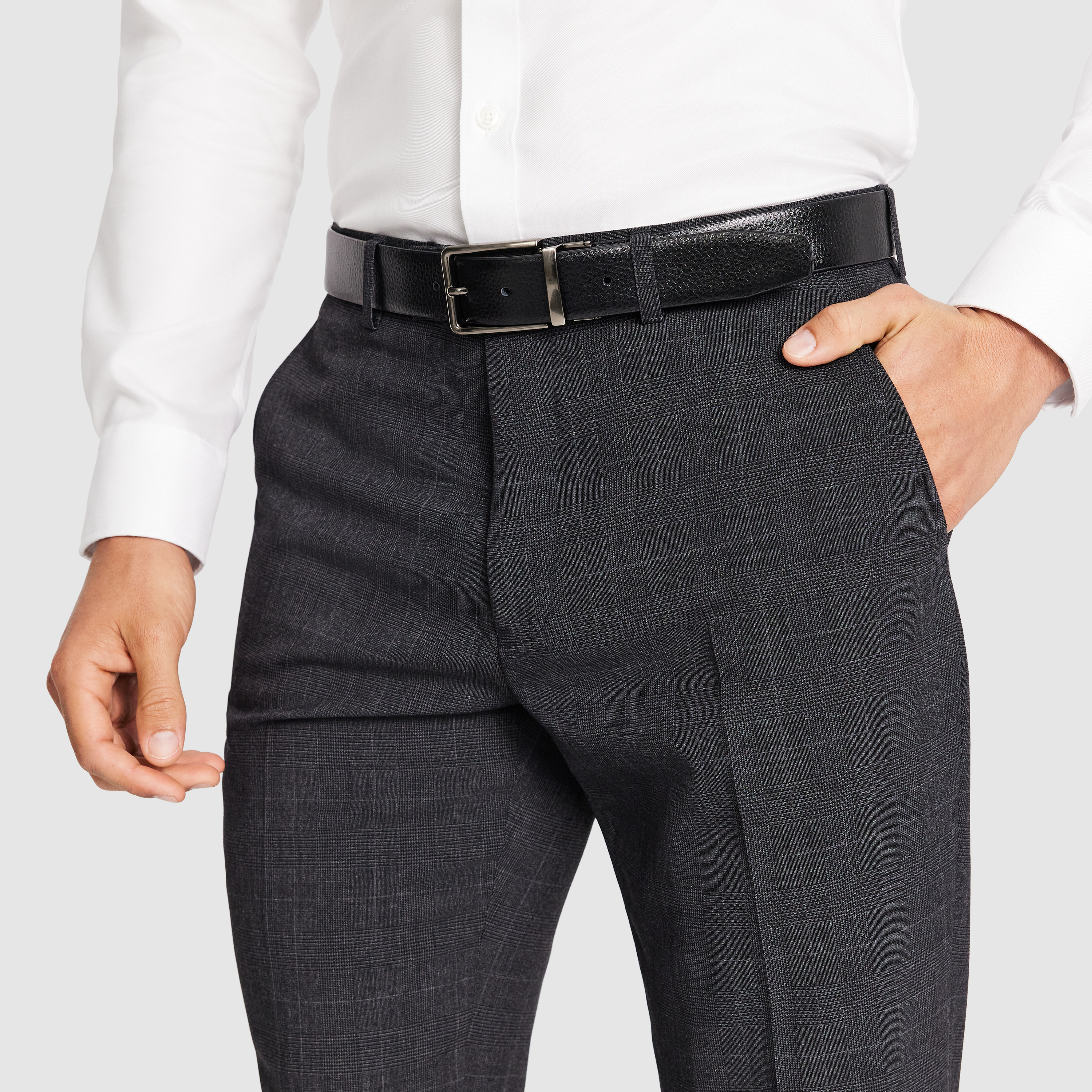 Charcoal Lev Slim Check Pant