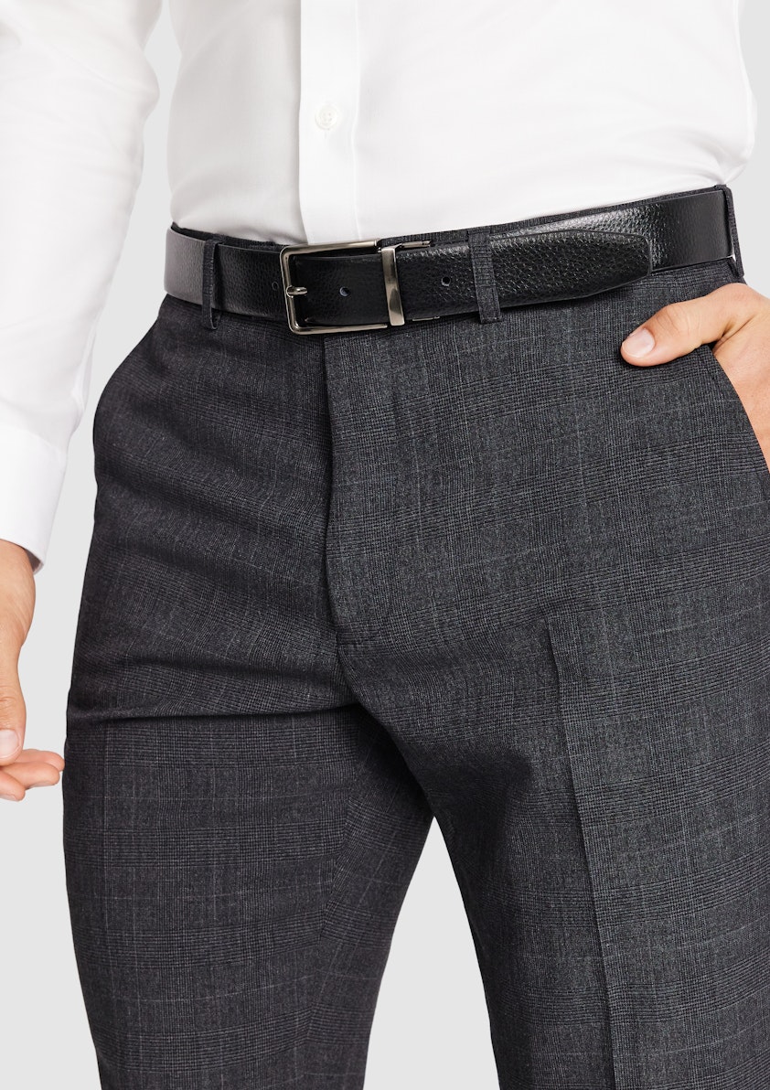 Charcoal Lev Slim Check Pant