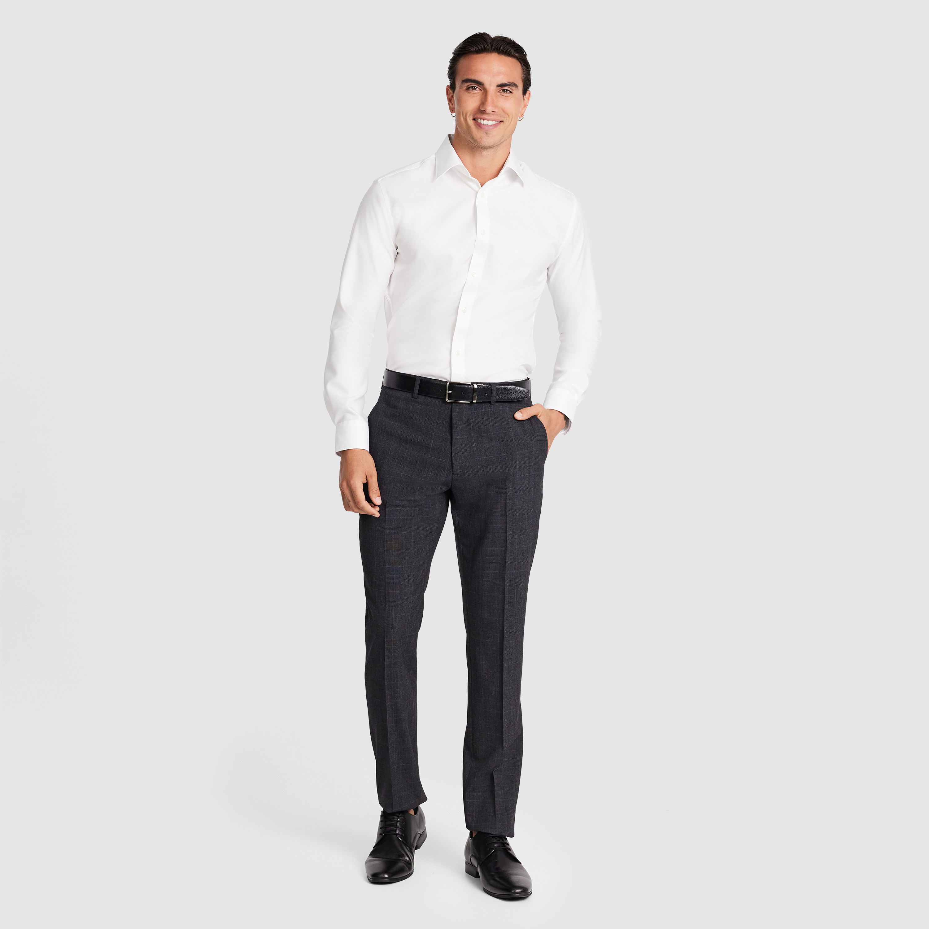 Charcoal Lev Slim Check Pant