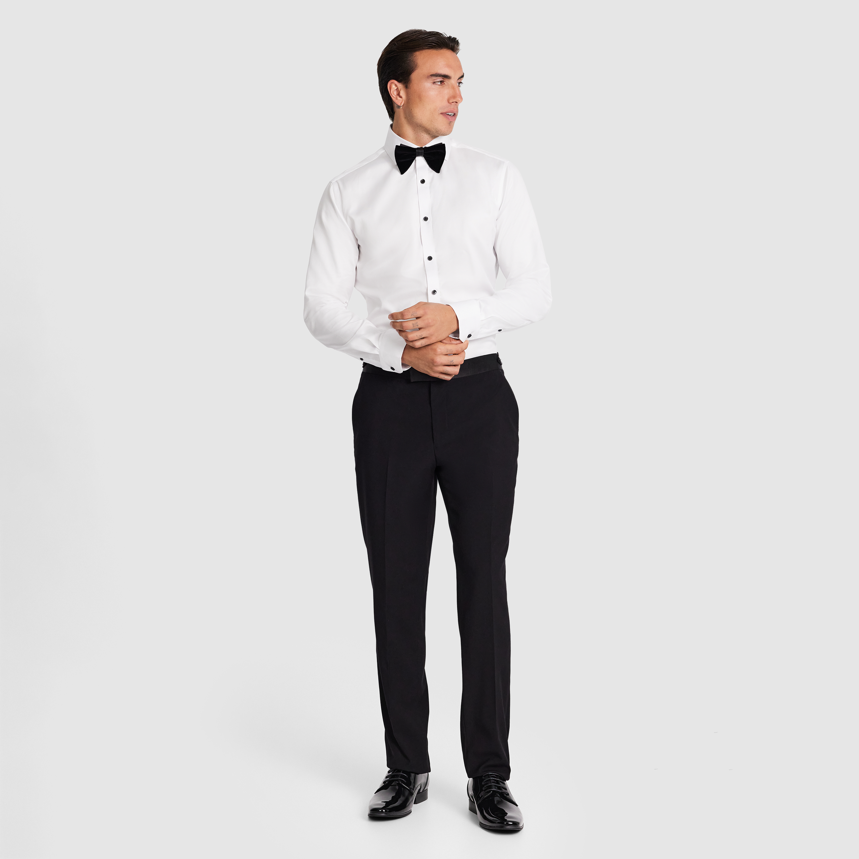White Egyptian Cotton Tuxedo Shirt