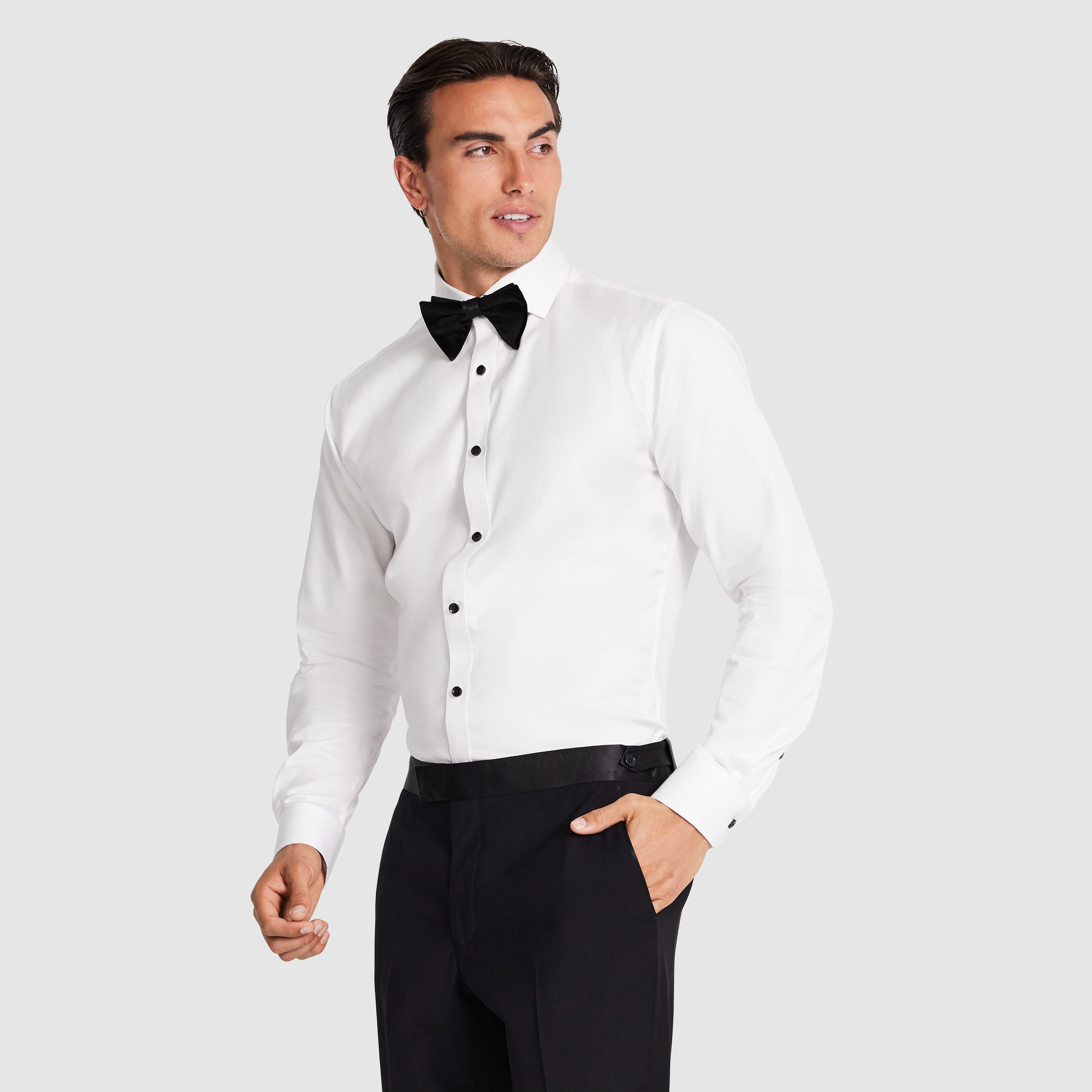 White Egyptian Cotton Tuxedo Shirt