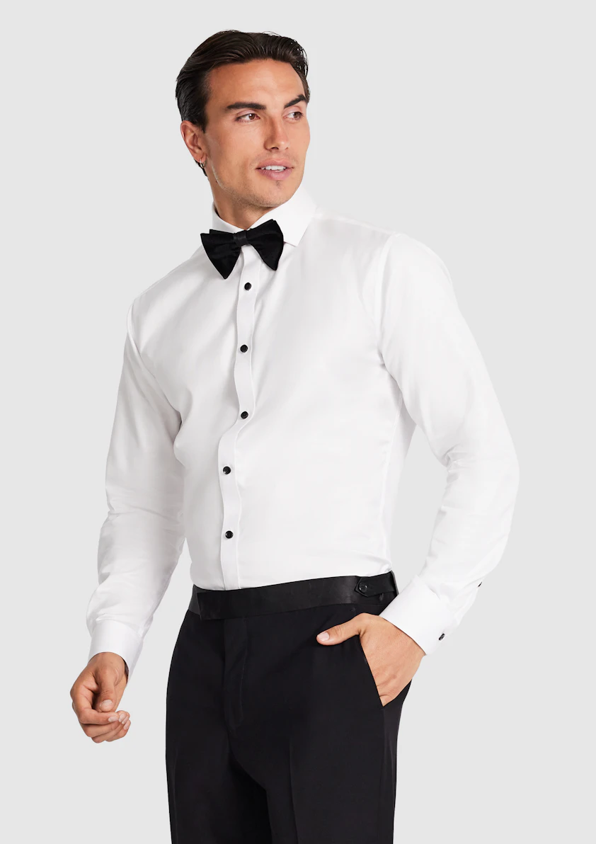 White Egyptian Cotton Tuxedo Shirt