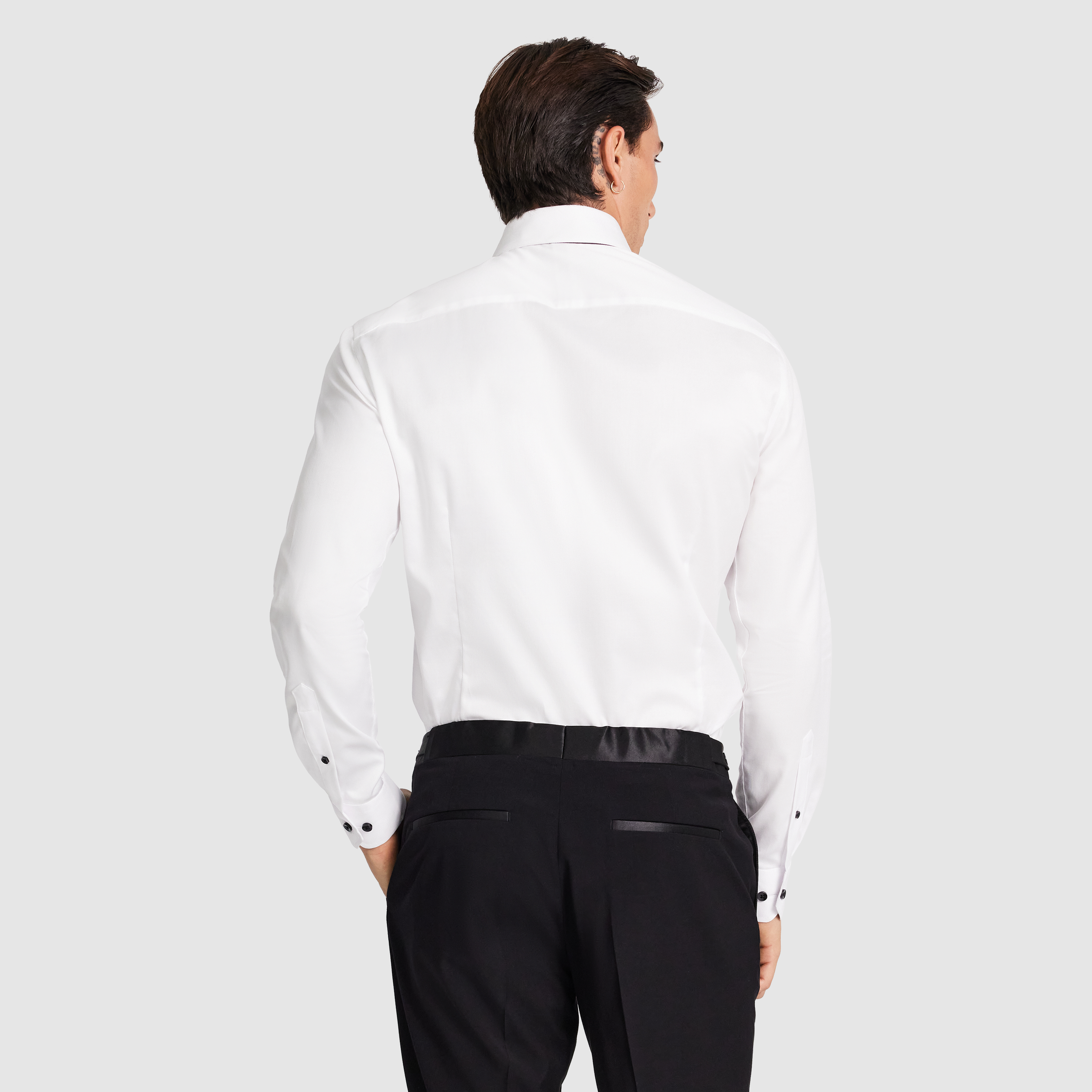 White Egyptian Cotton Tuxedo Shirt
