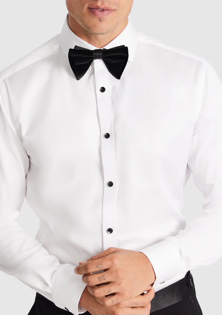 White Egyptian Cotton Tuxedo Shirt