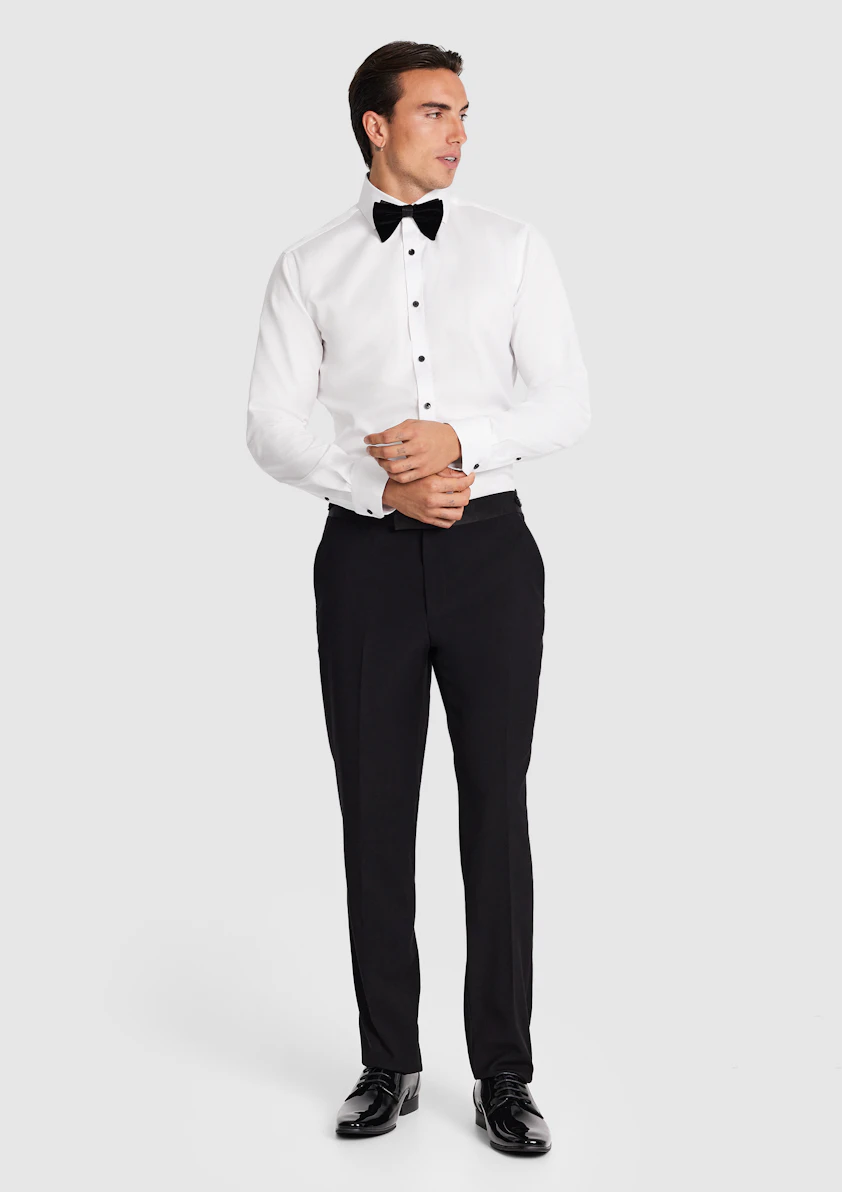 White Egyptian Cotton Tuxedo Shirt