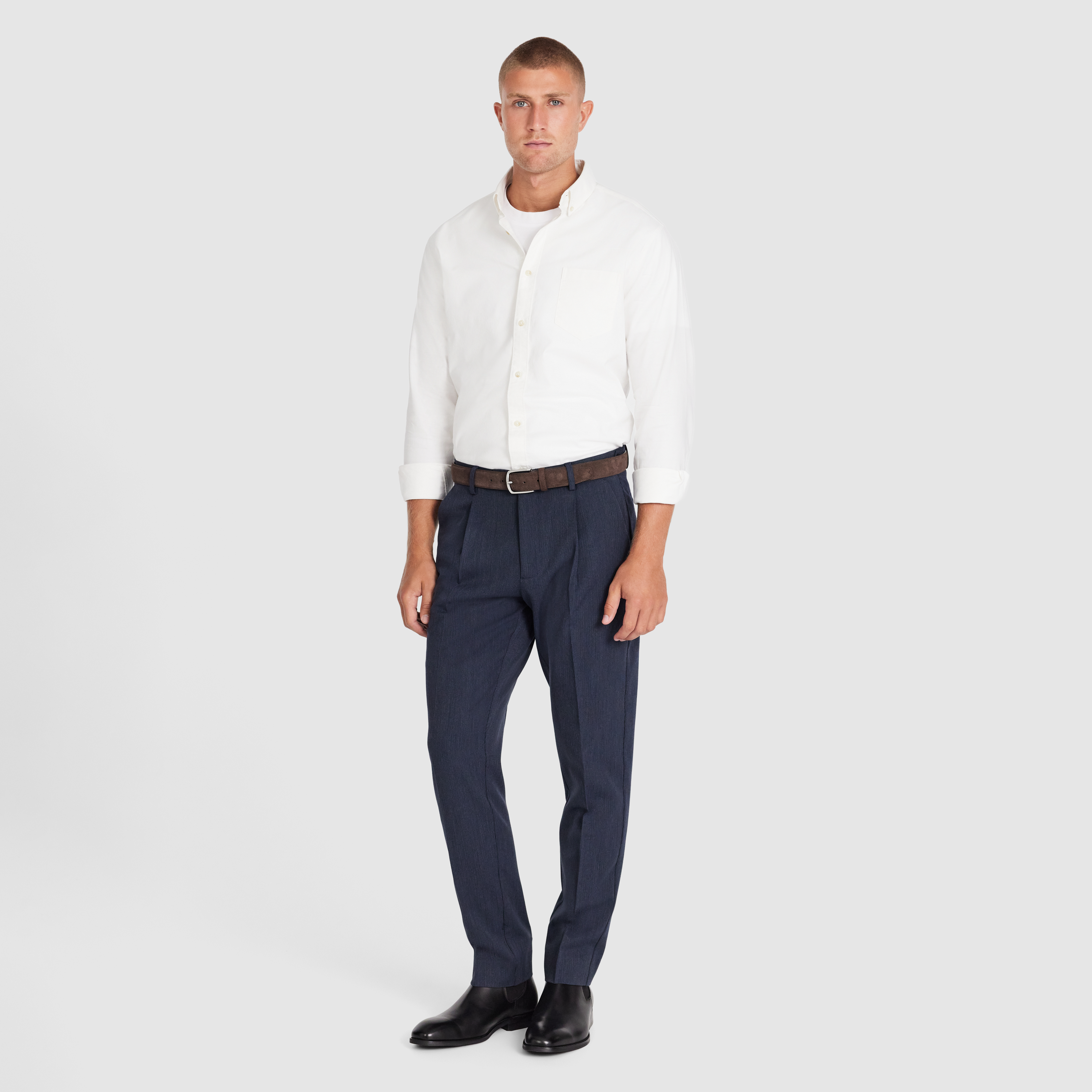 Navy Zurich Textured Stretch Pant