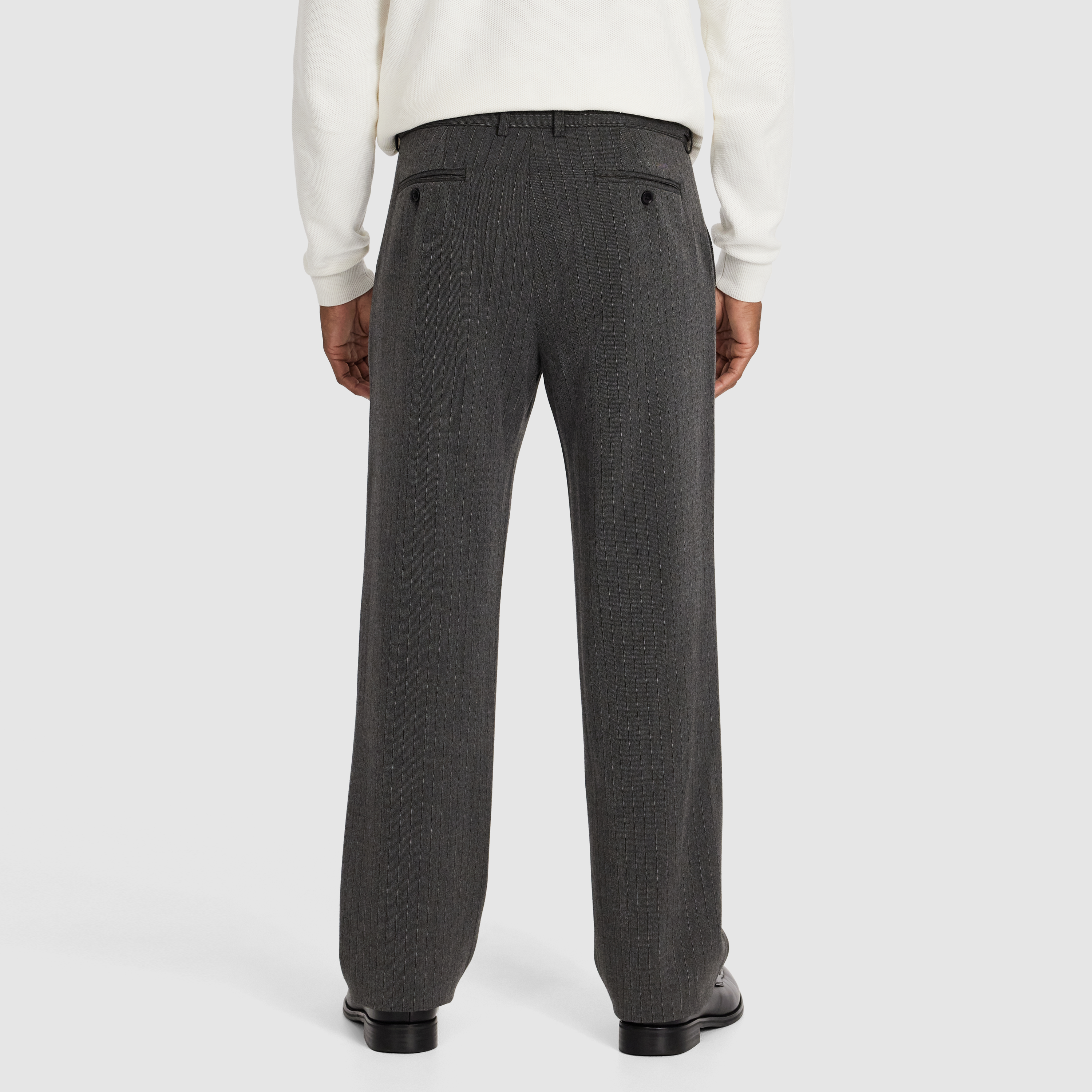 Charcoal Strand Pinstripe Pleat Pant