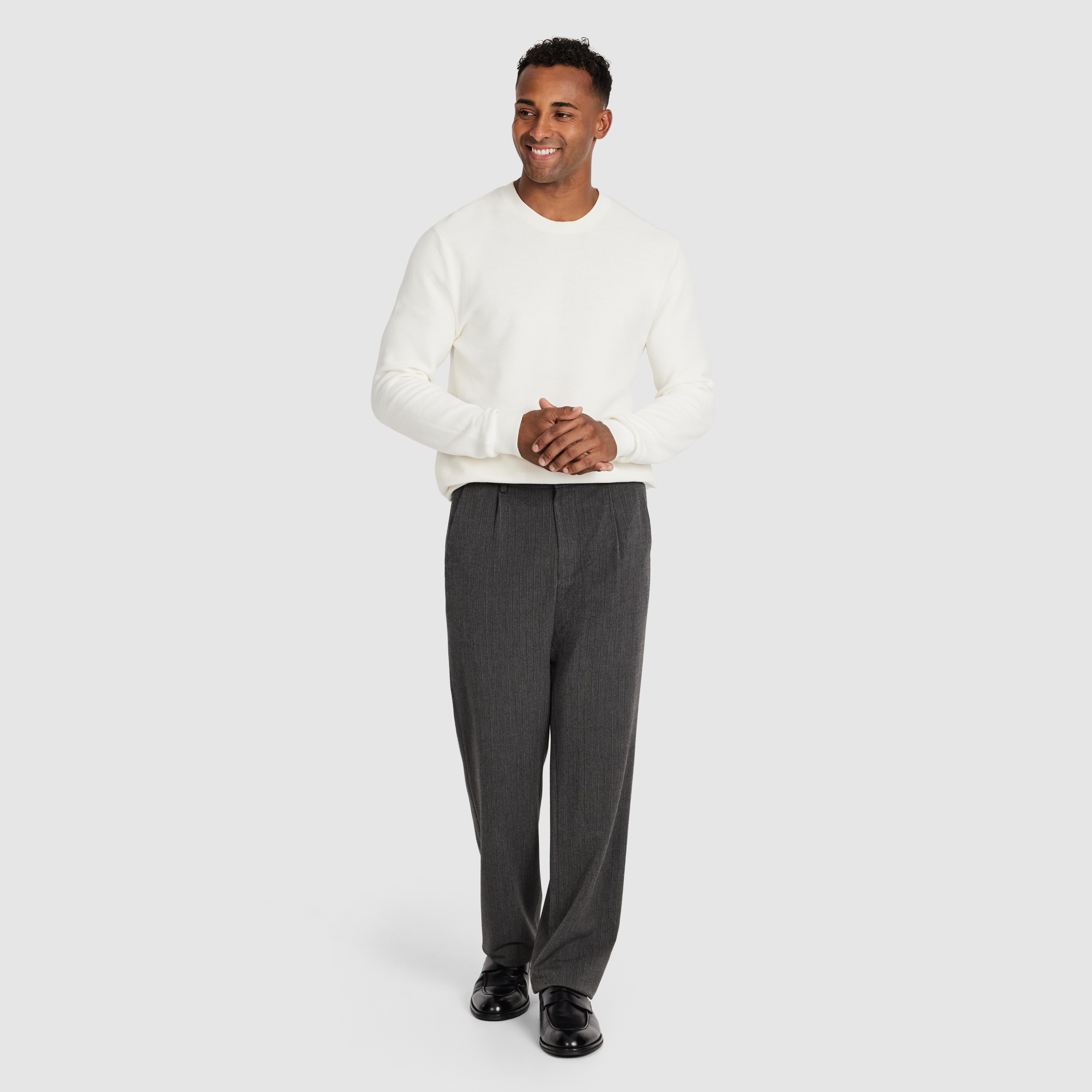 Charcoal Strand Pinstripe Pleat Pant