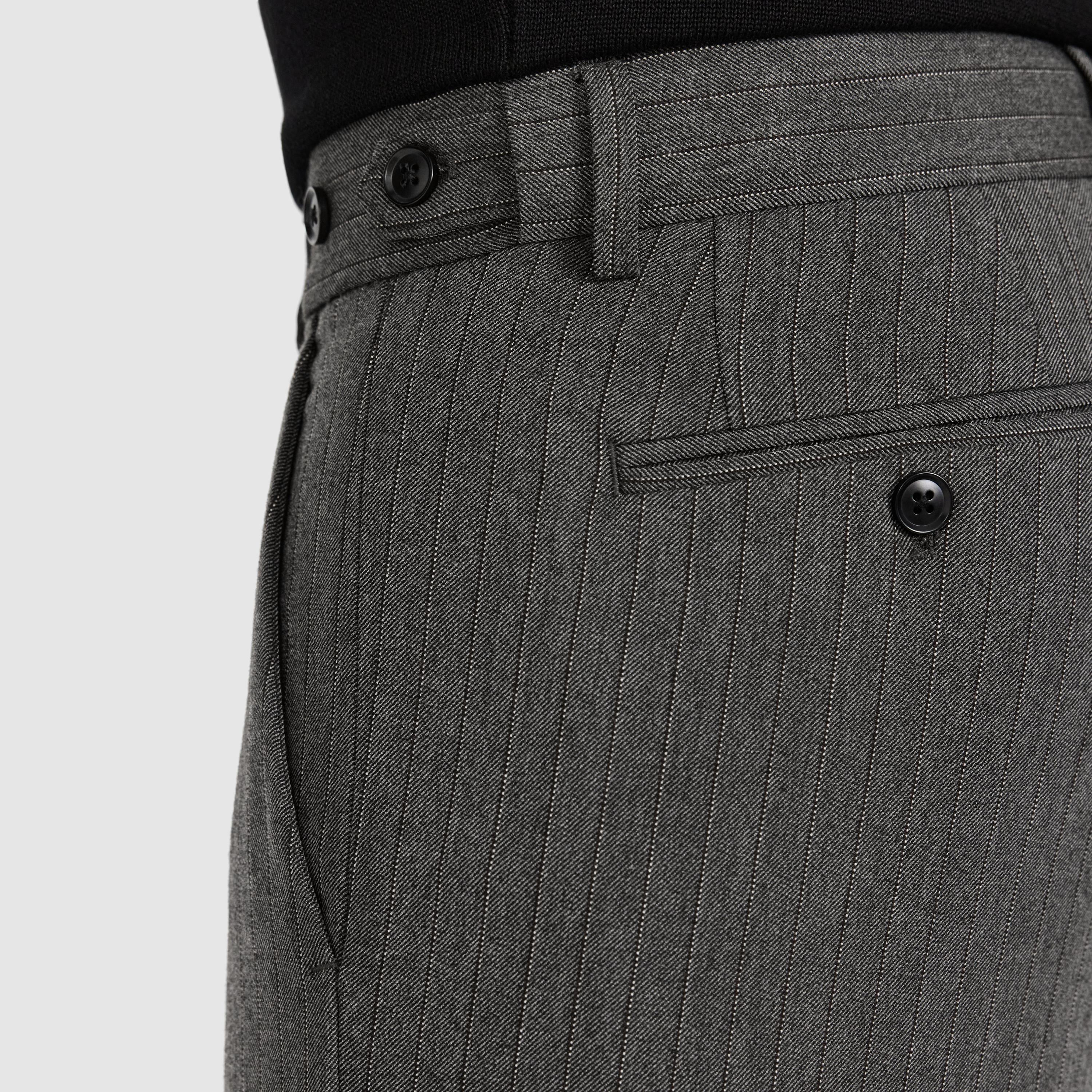Charcoal Strand Pinstripe Pleat Pant