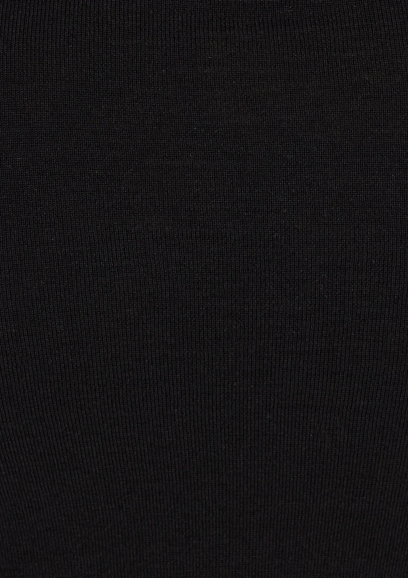 Black Asher Merino Wool Zip Knit