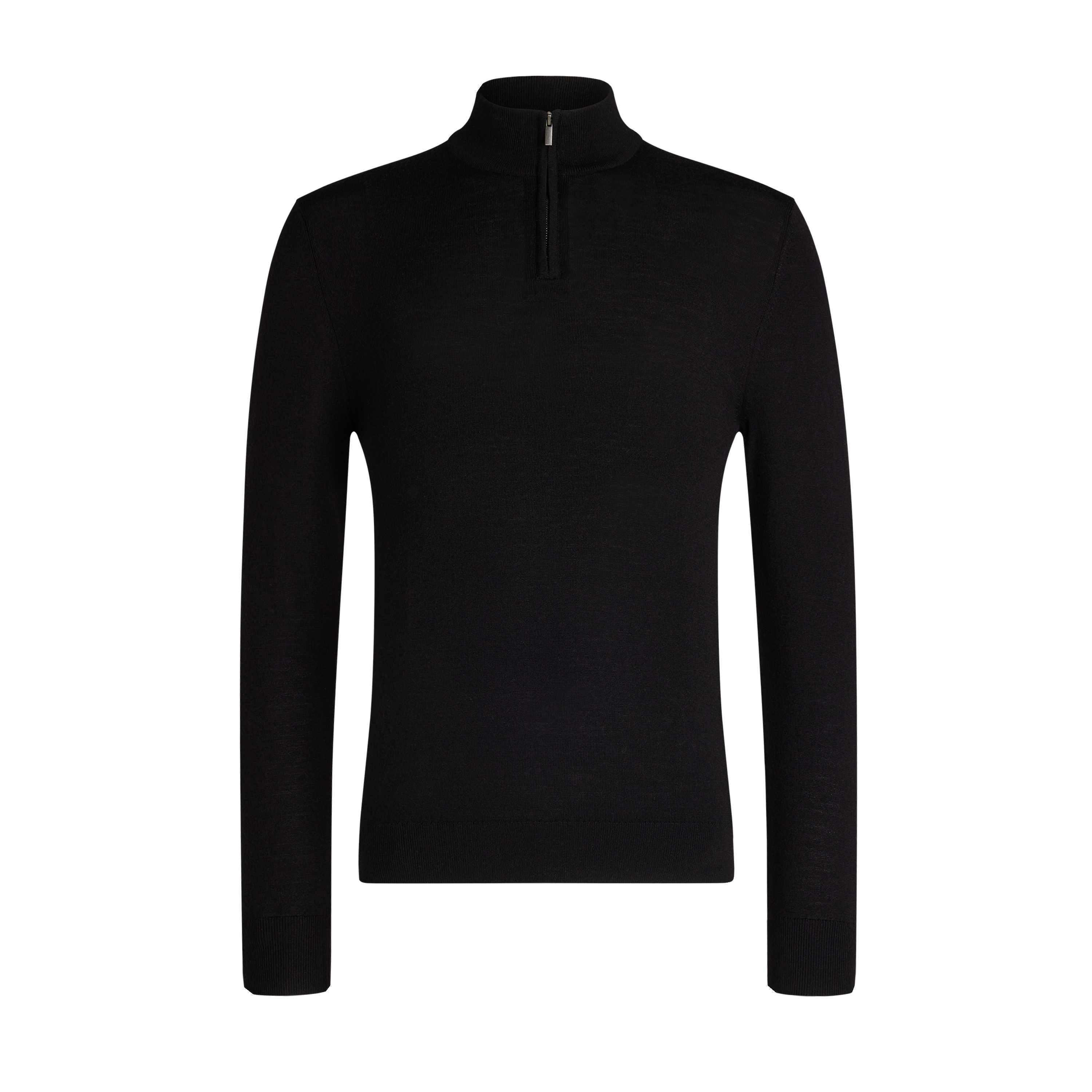 Black Asher Merino Wool Zip Knit
