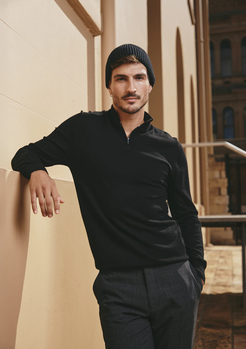 Asher Merino Wool Zip Knit