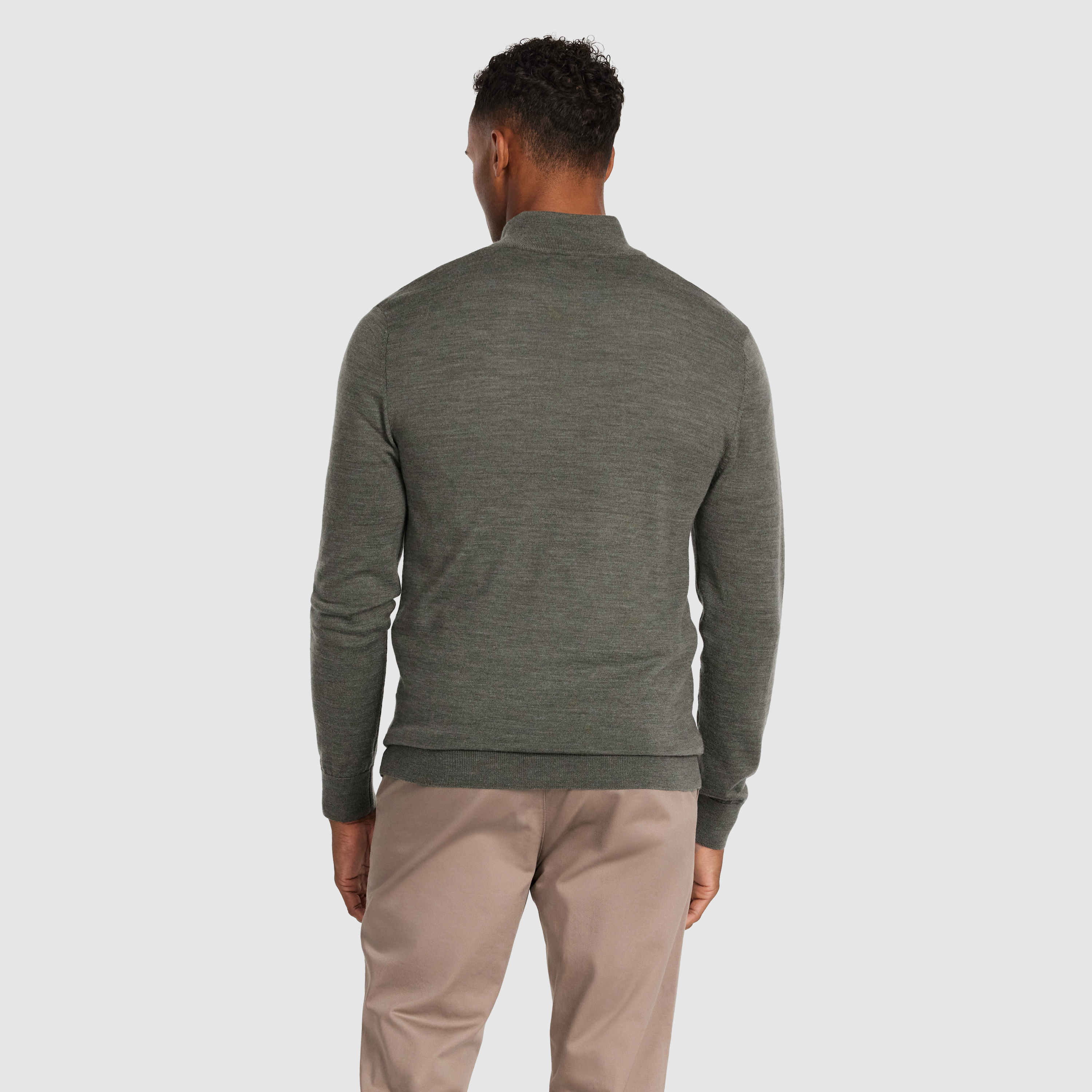 Khaki Asher Merino Wool Zip Knit