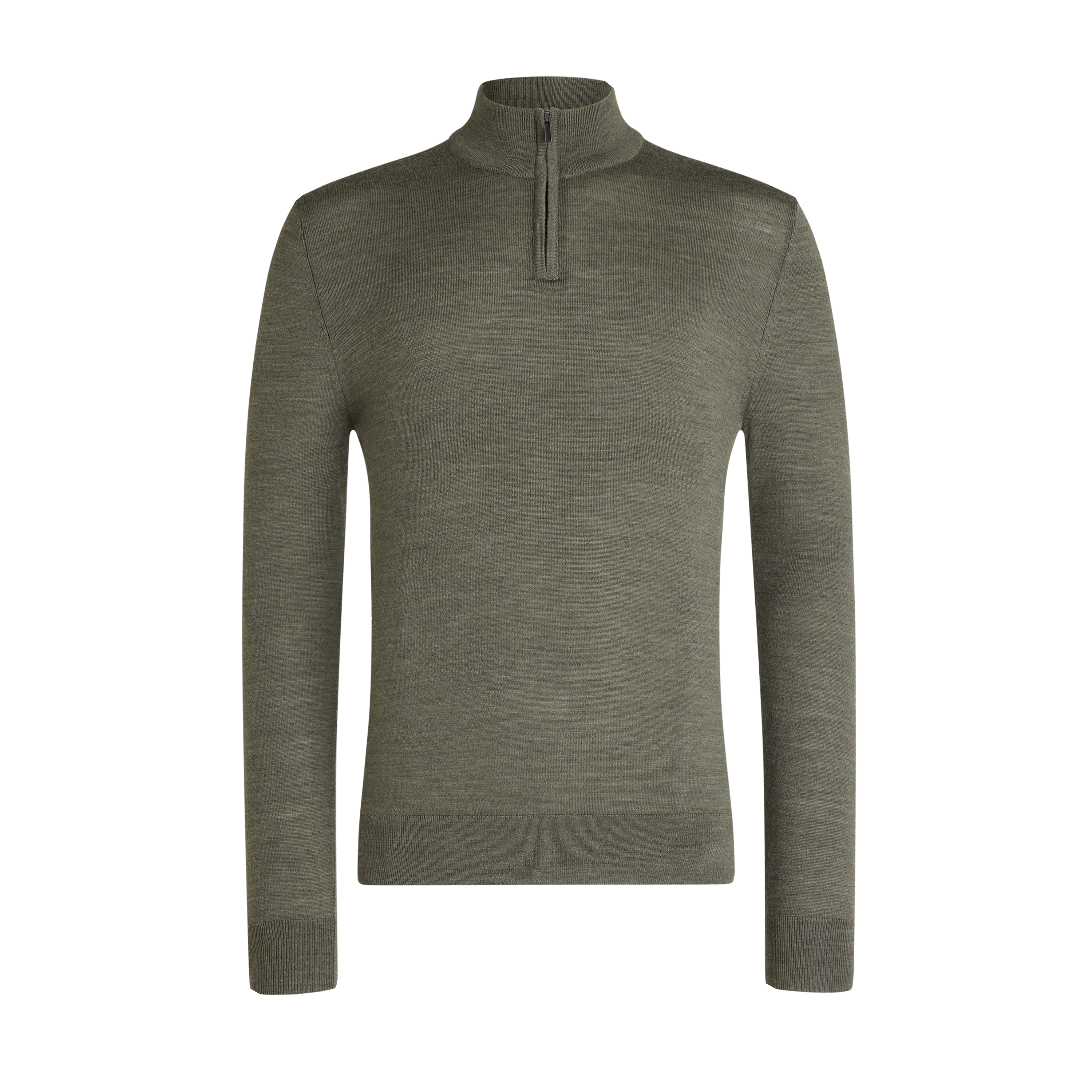 Khaki Asher Merino Wool Zip Knit