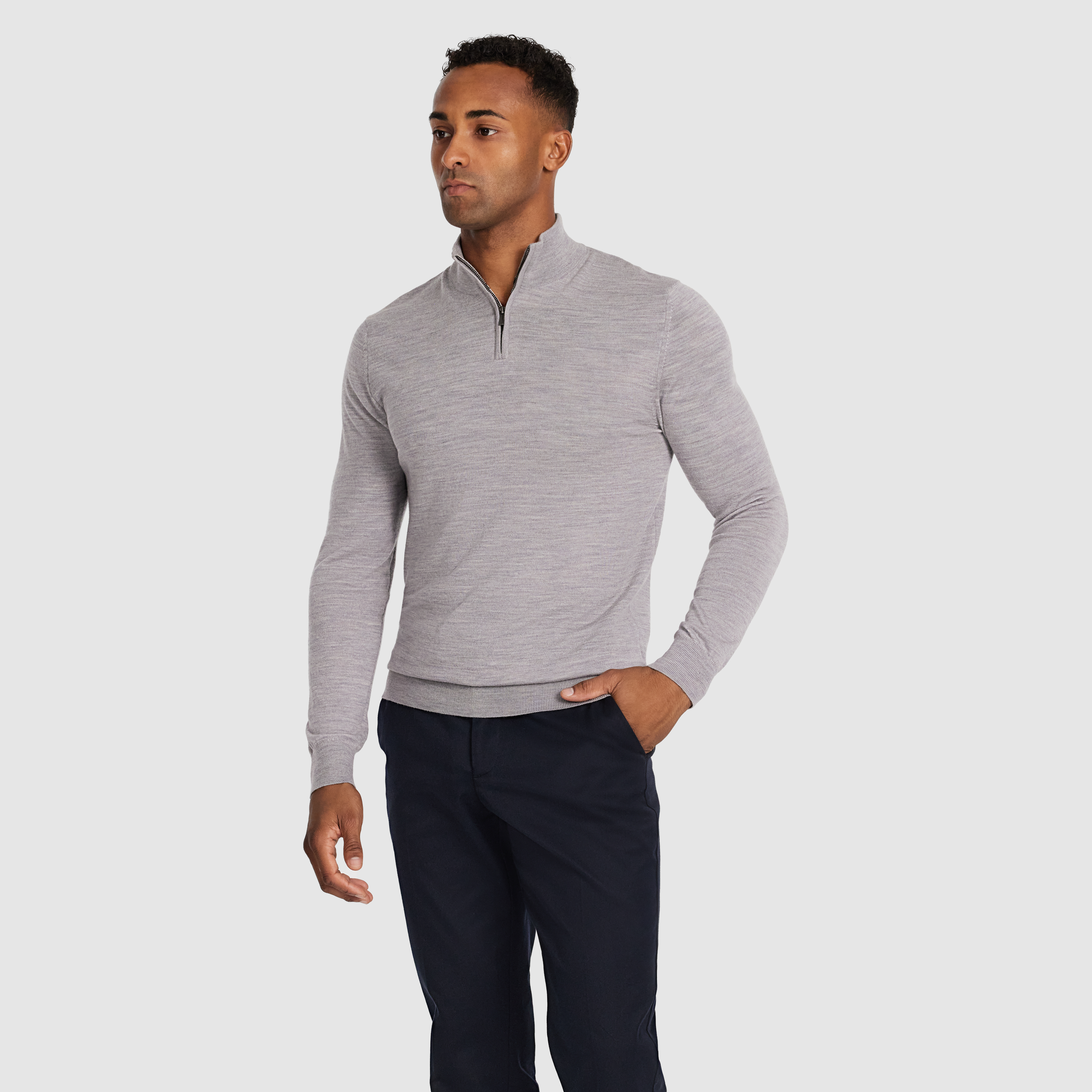 Silver Asher Merino Wool Zip Knit