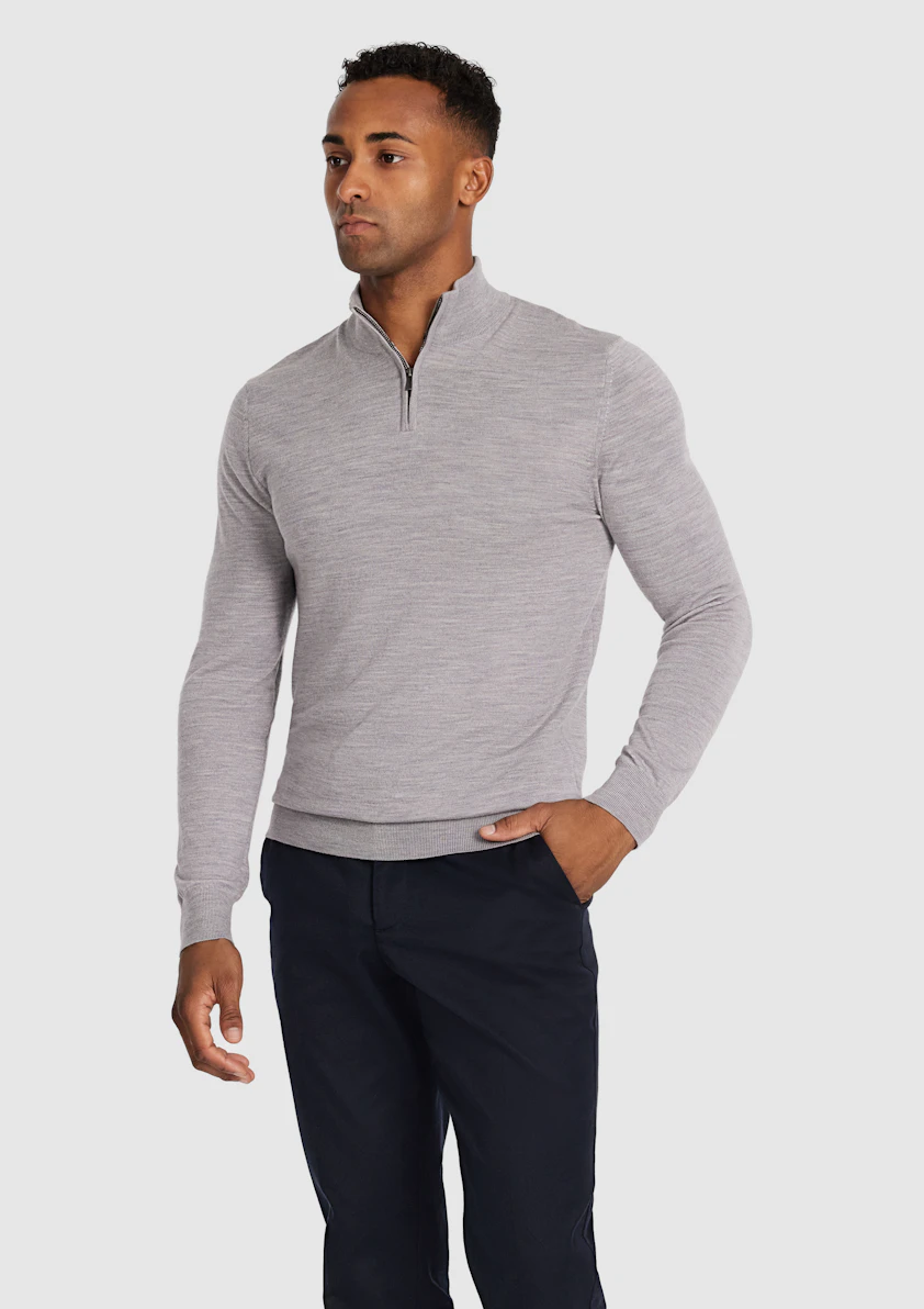 Silver Asher Merino Wool Zip Knit