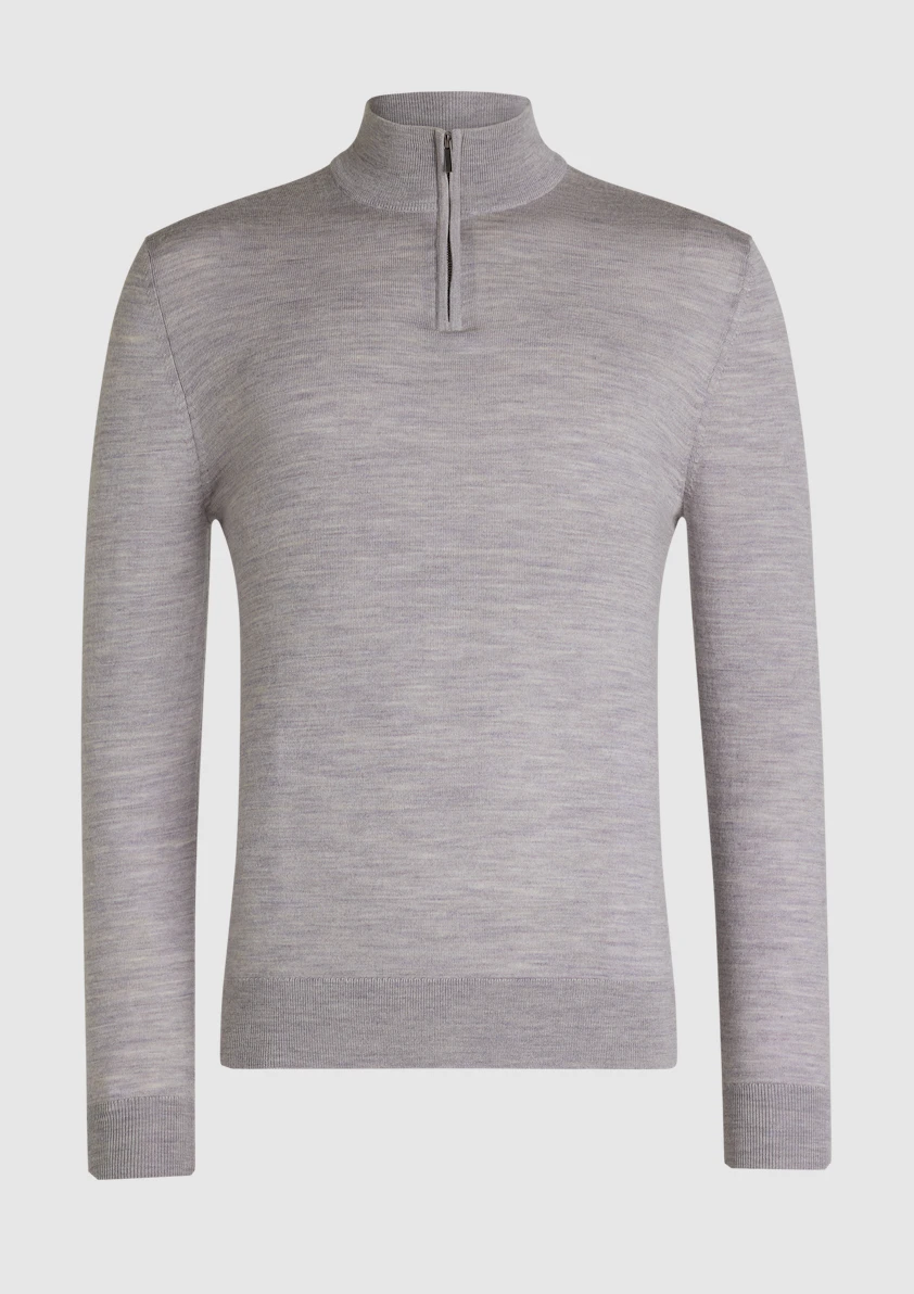 Silver Asher Merino Wool Zip Knit