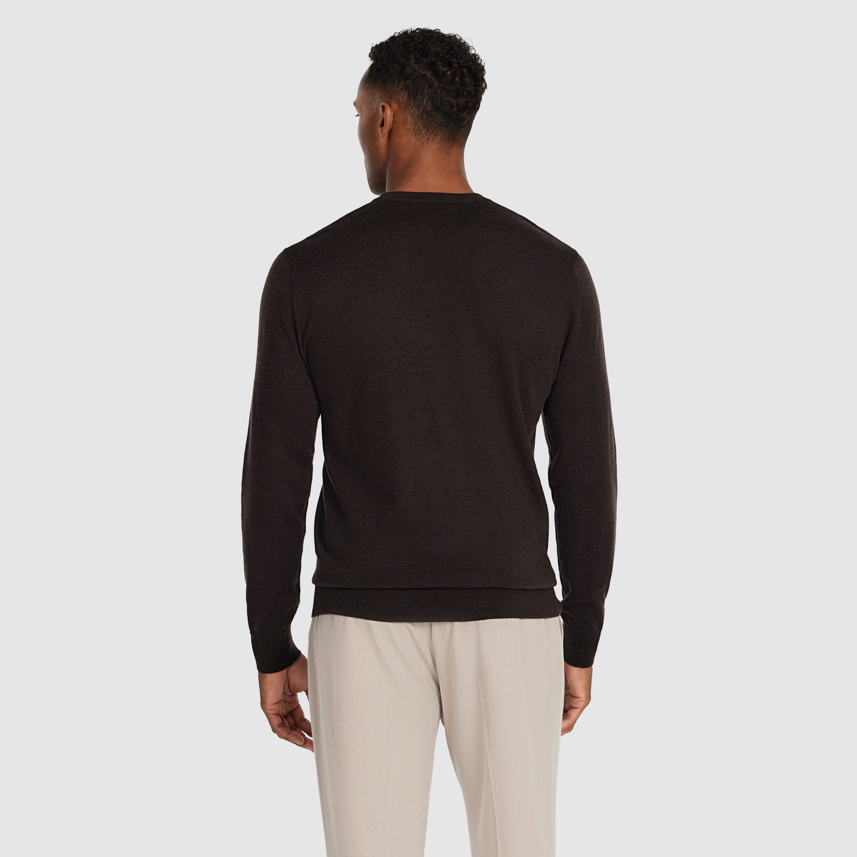 Chocolate Wesley Merino Wool Crew Knit