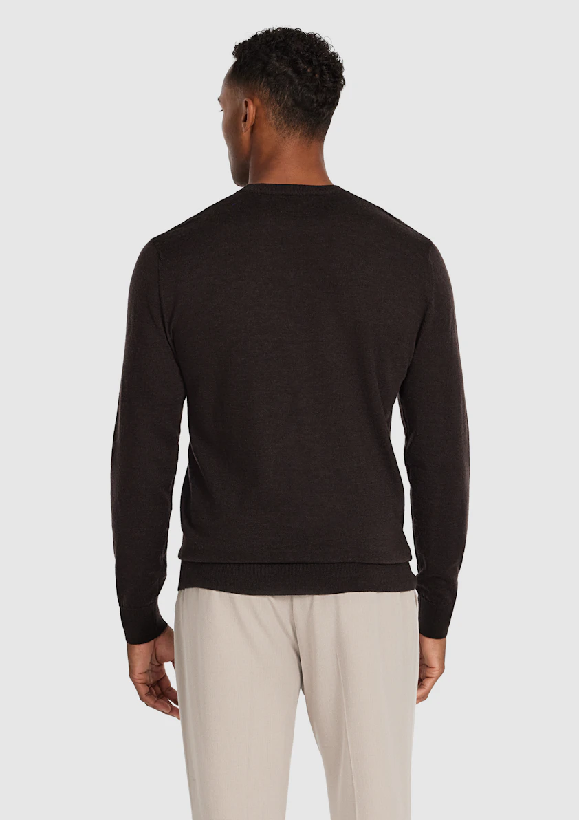 Chocolate Wesley Merino Wool Crew Knit
