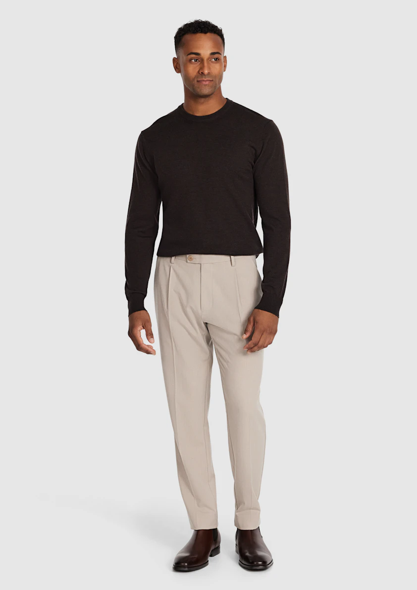 Chocolate Wesley Merino Wool Crew Knit