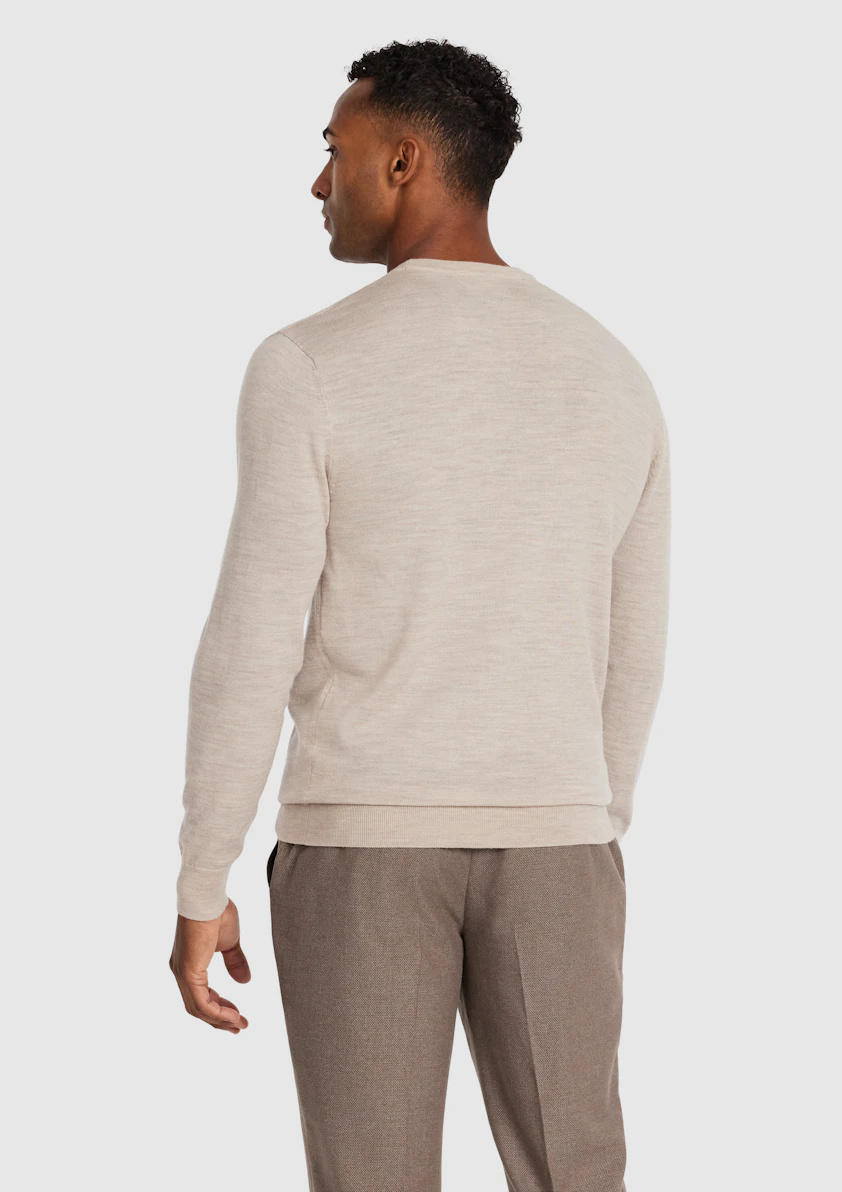 Natural Wesley Merino Wool Crew Knit