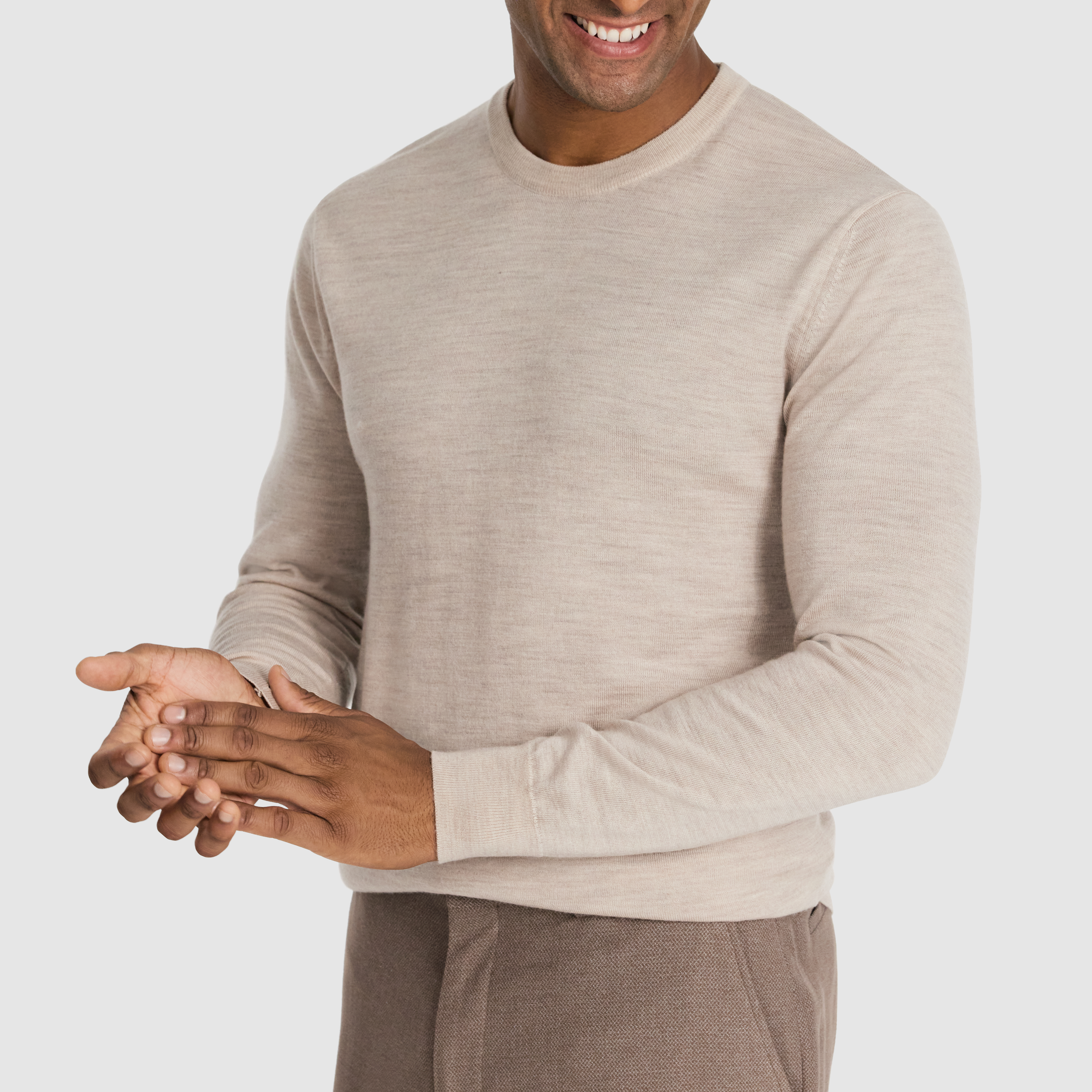 Natural Wesley Merino Wool Crew Knit