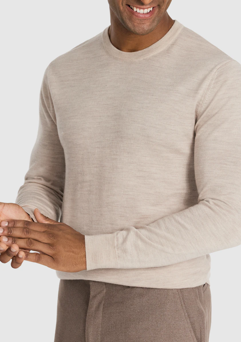 Natural Wesley Merino Wool Crew Knit