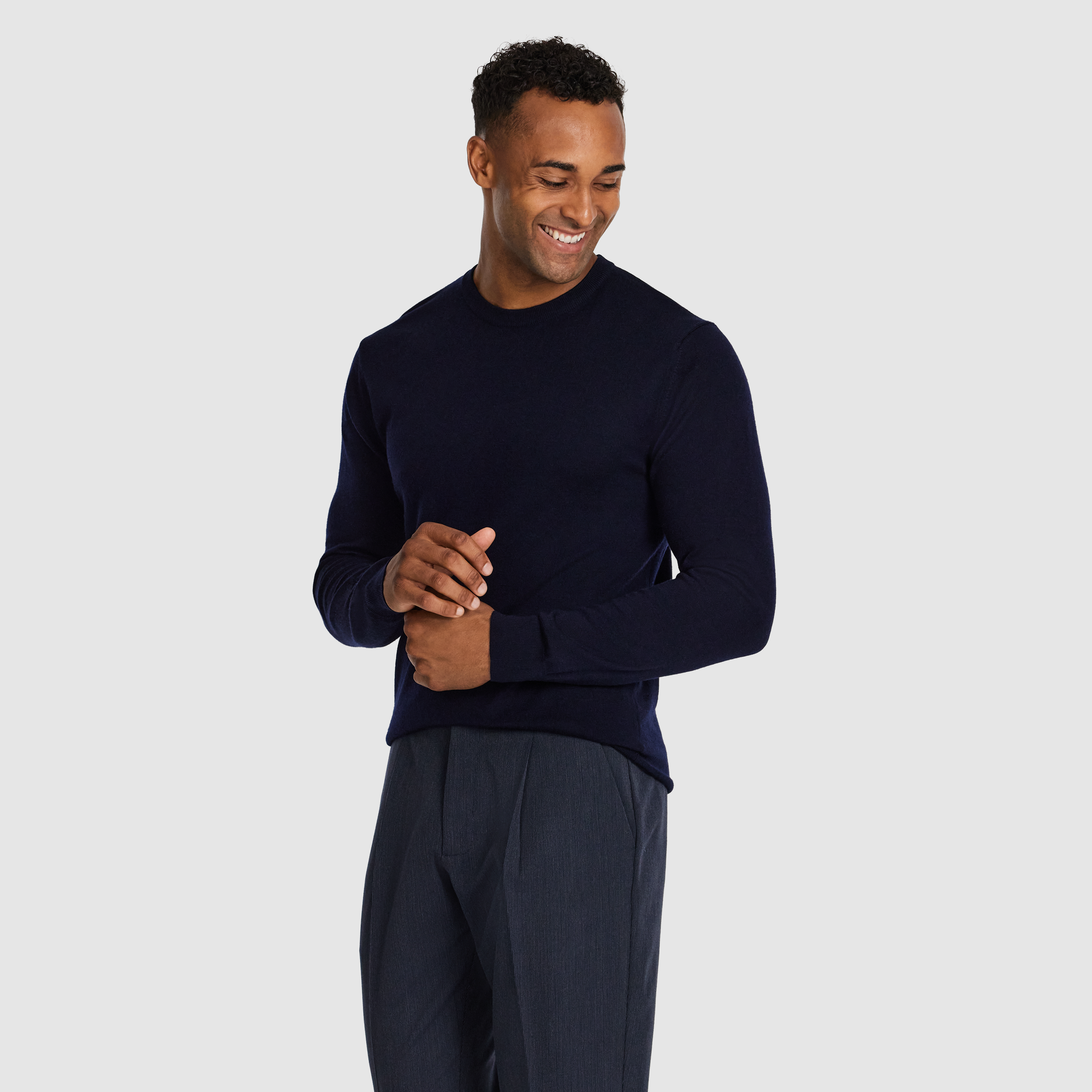 Navy Wesley Merino Wool Crew Knit