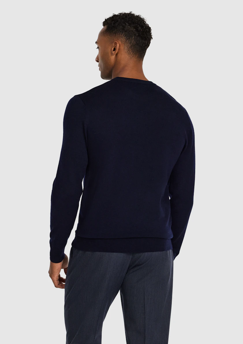 Navy Wesley Merino Wool Crew Knit