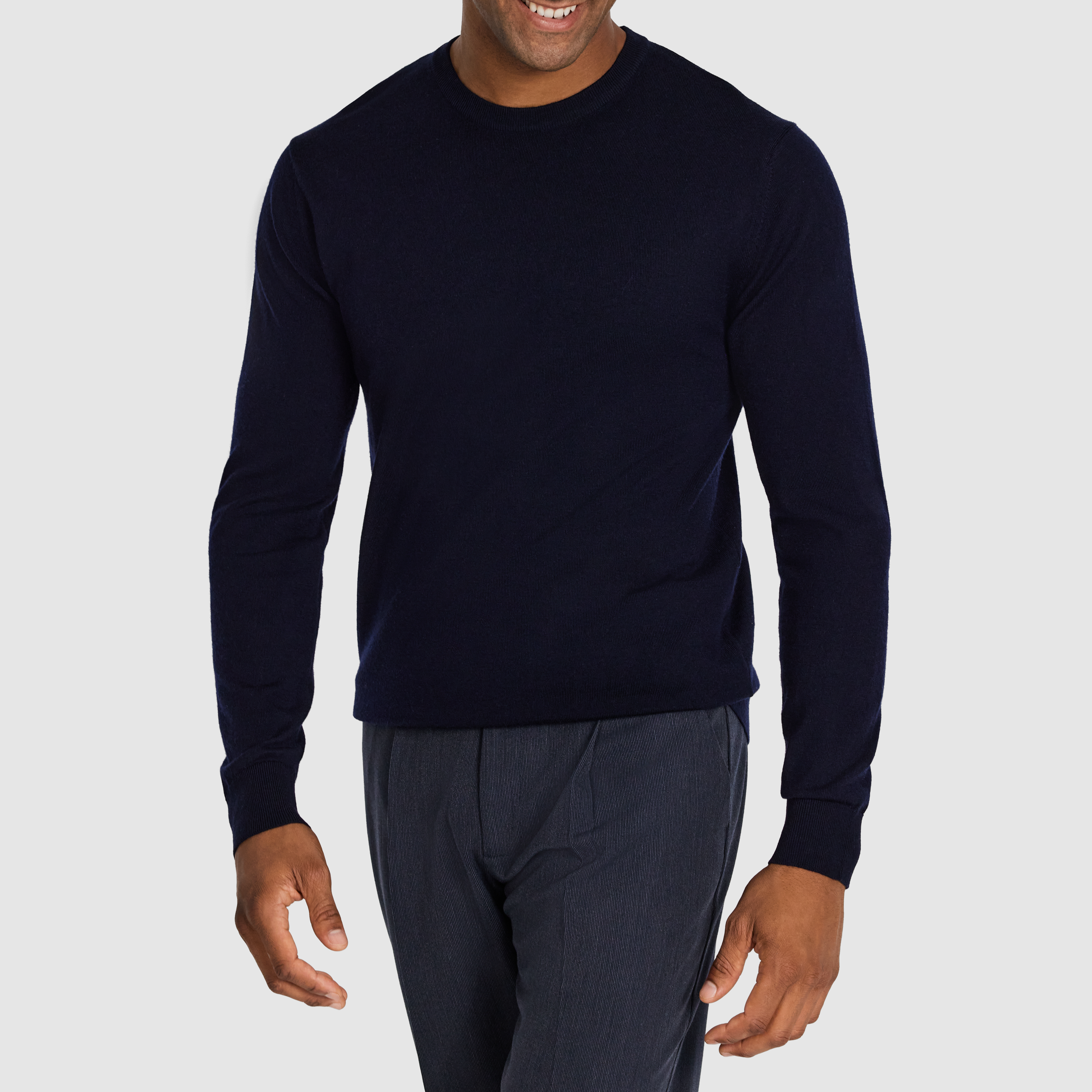 Navy Wesley Merino Wool Crew Knit