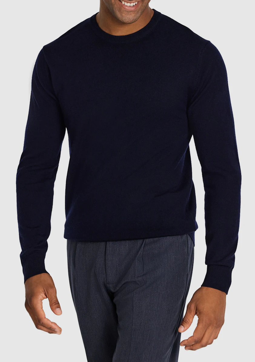 Navy Wesley Merino Wool Crew Knit