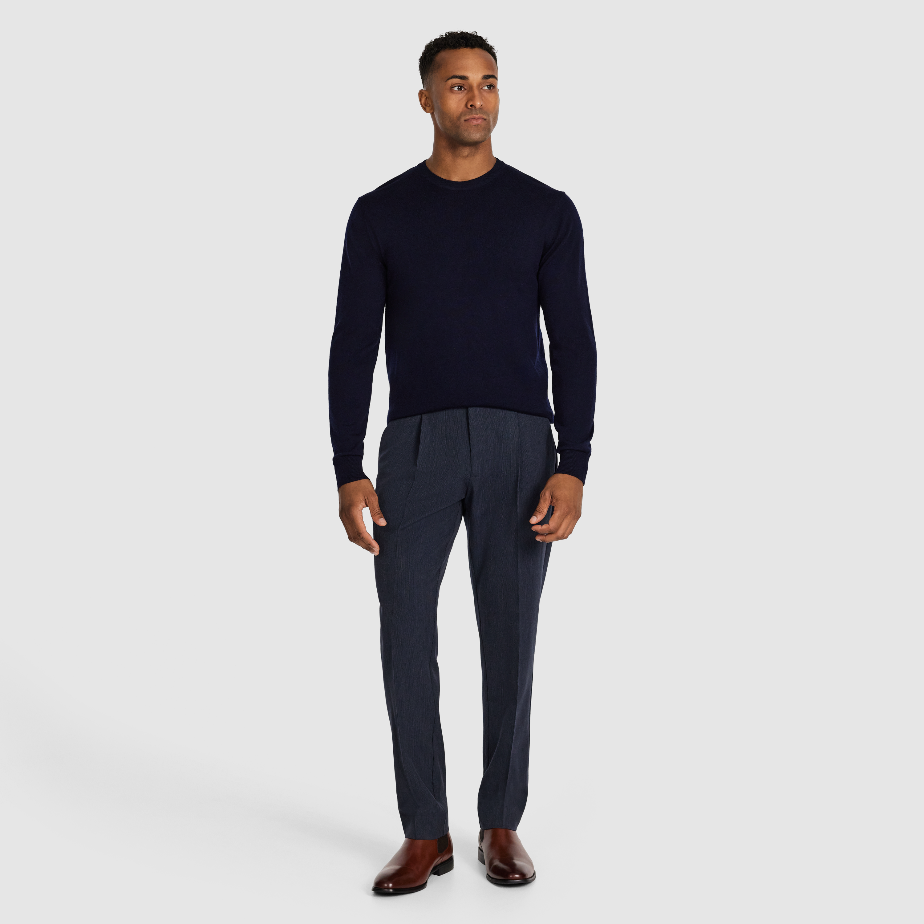 Navy Wesley Merino Wool Crew Knit