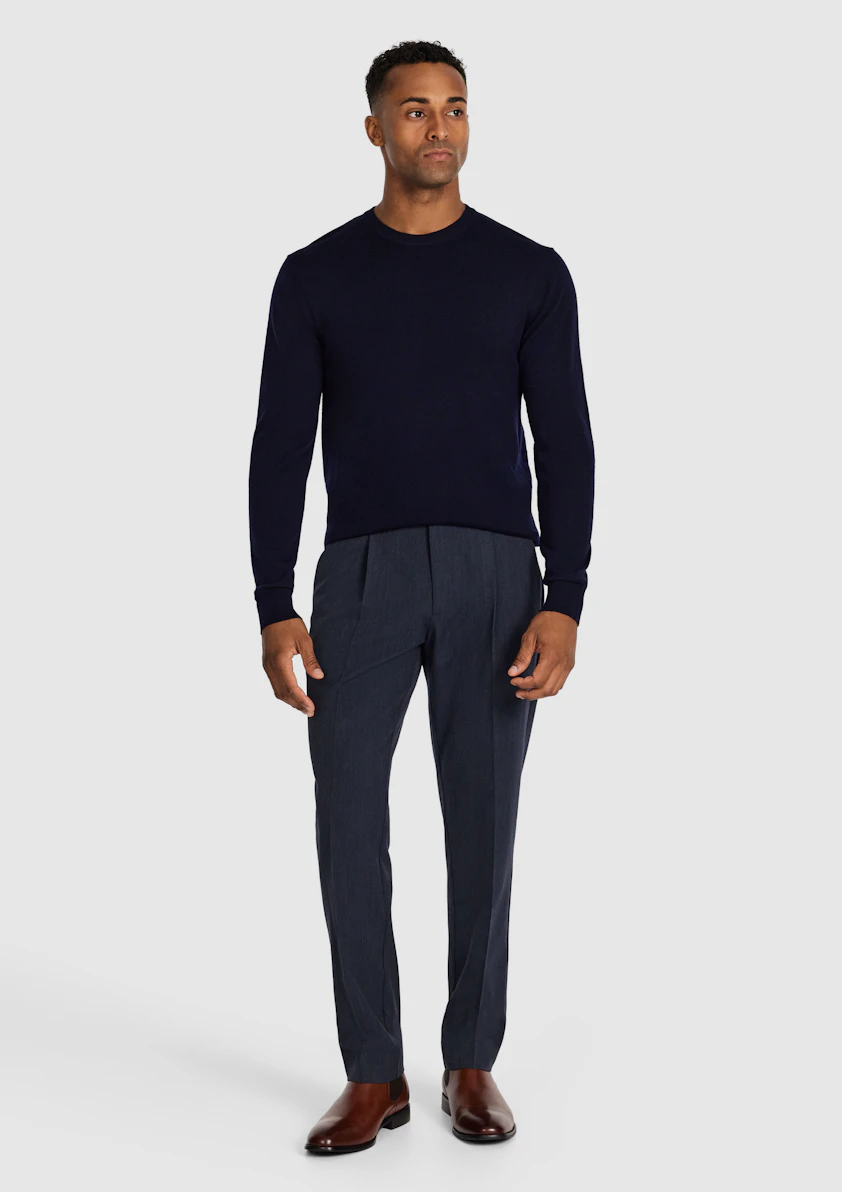 Navy Wesley Merino Wool Crew Knit