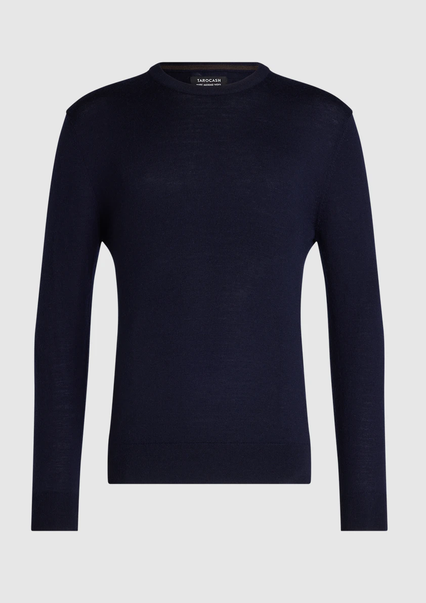 Navy Wesley Merino Wool Crew Knit