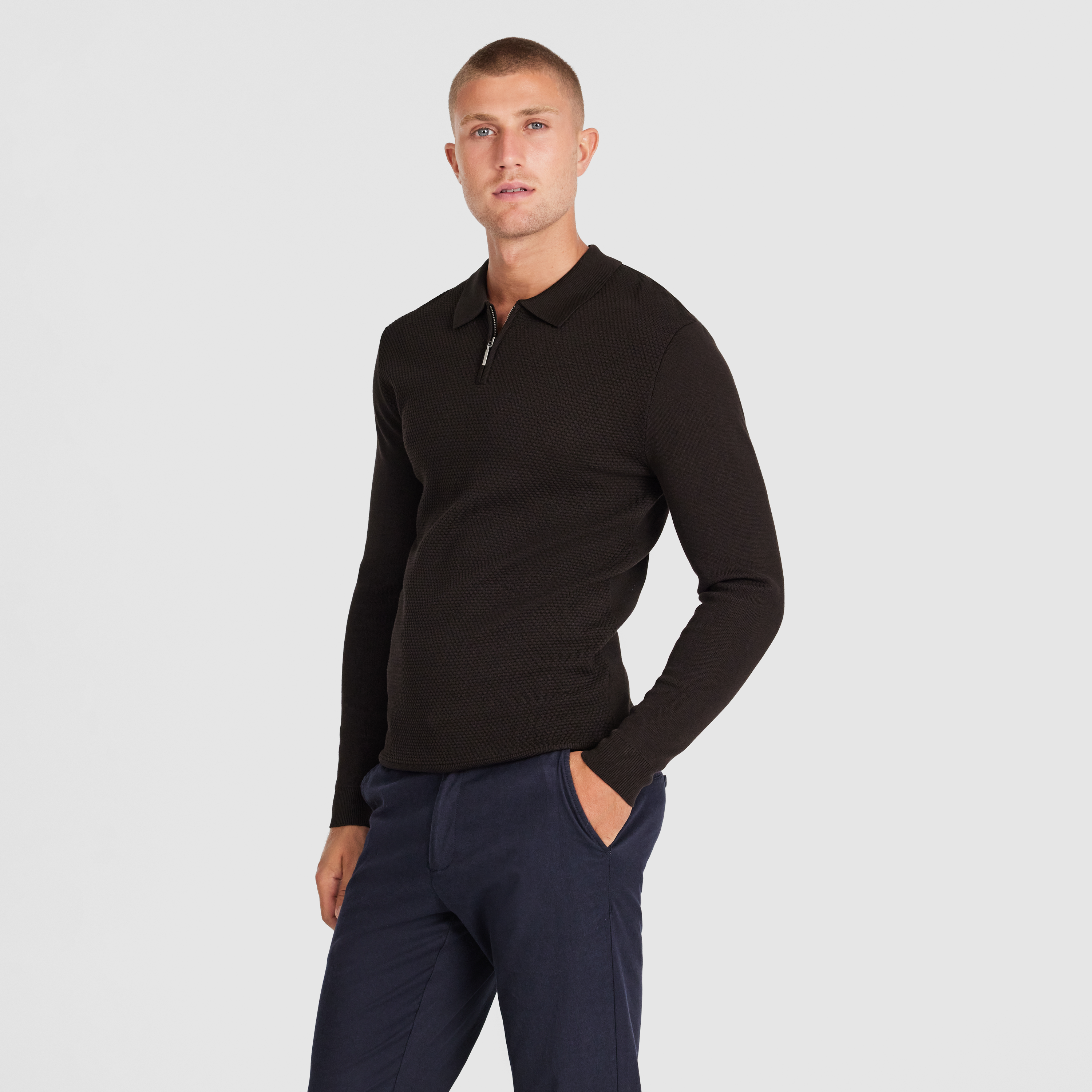 Chocolate Bexley Zip Knit