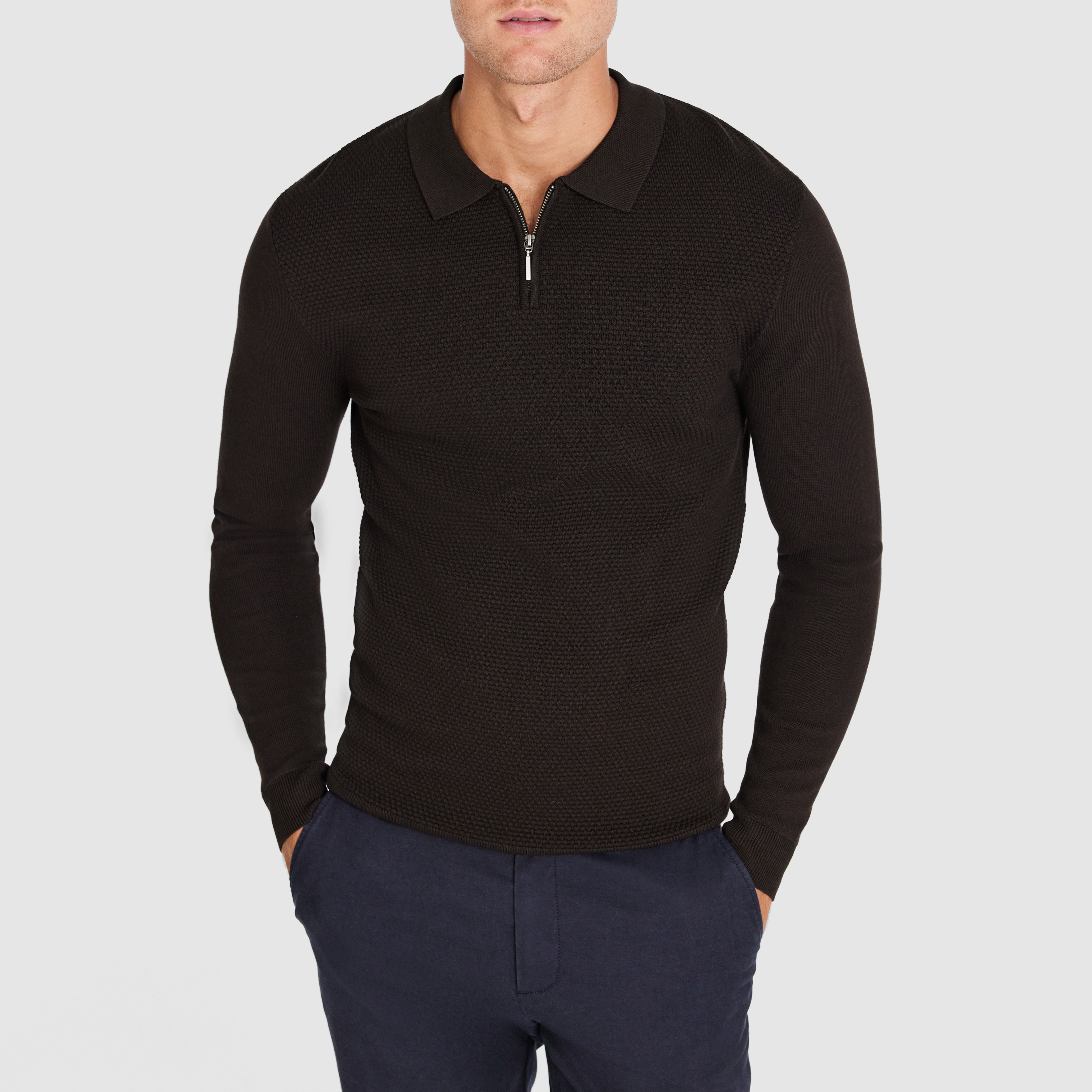 Chocolate Bexley Zip Knit