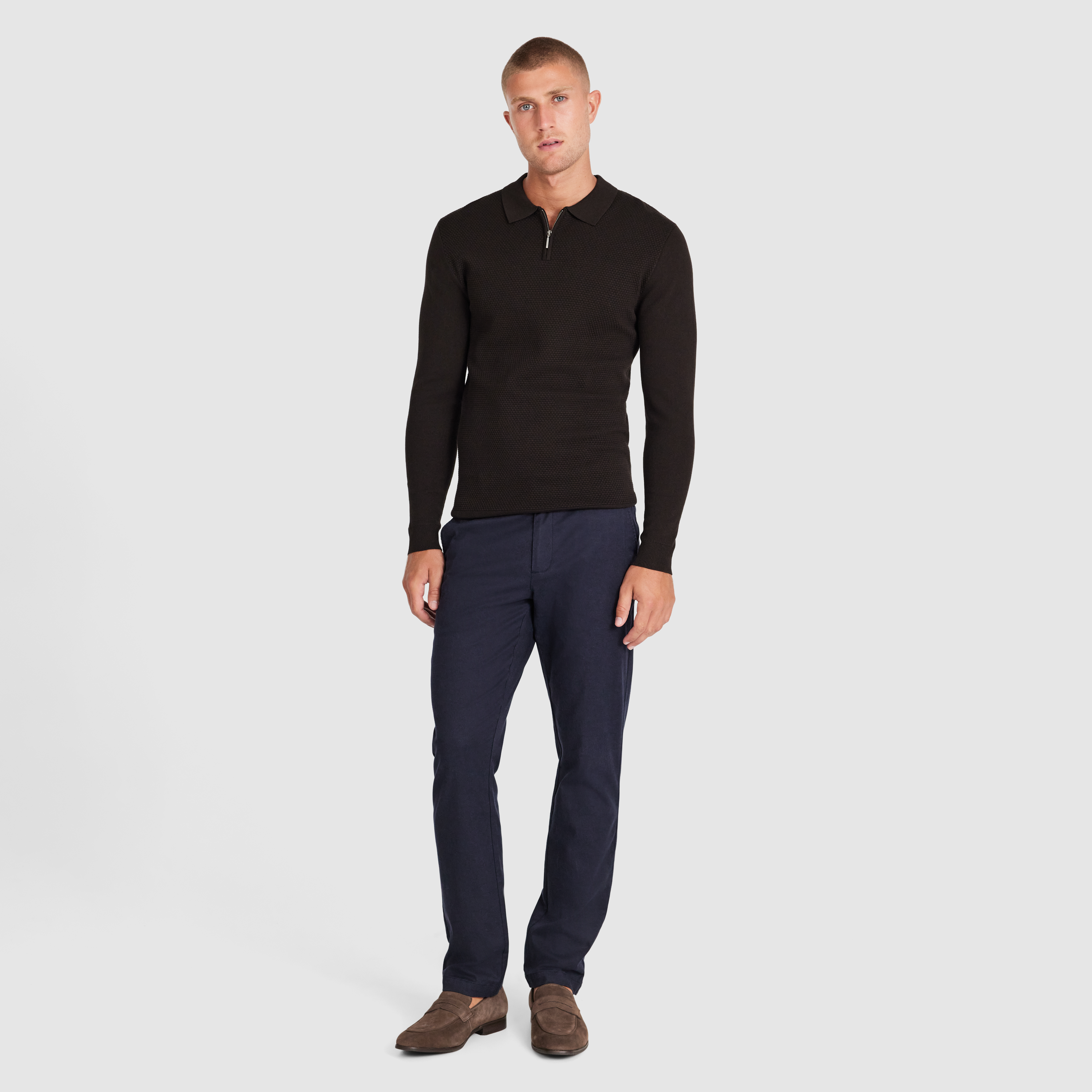 Chocolate Bexley Zip Knit